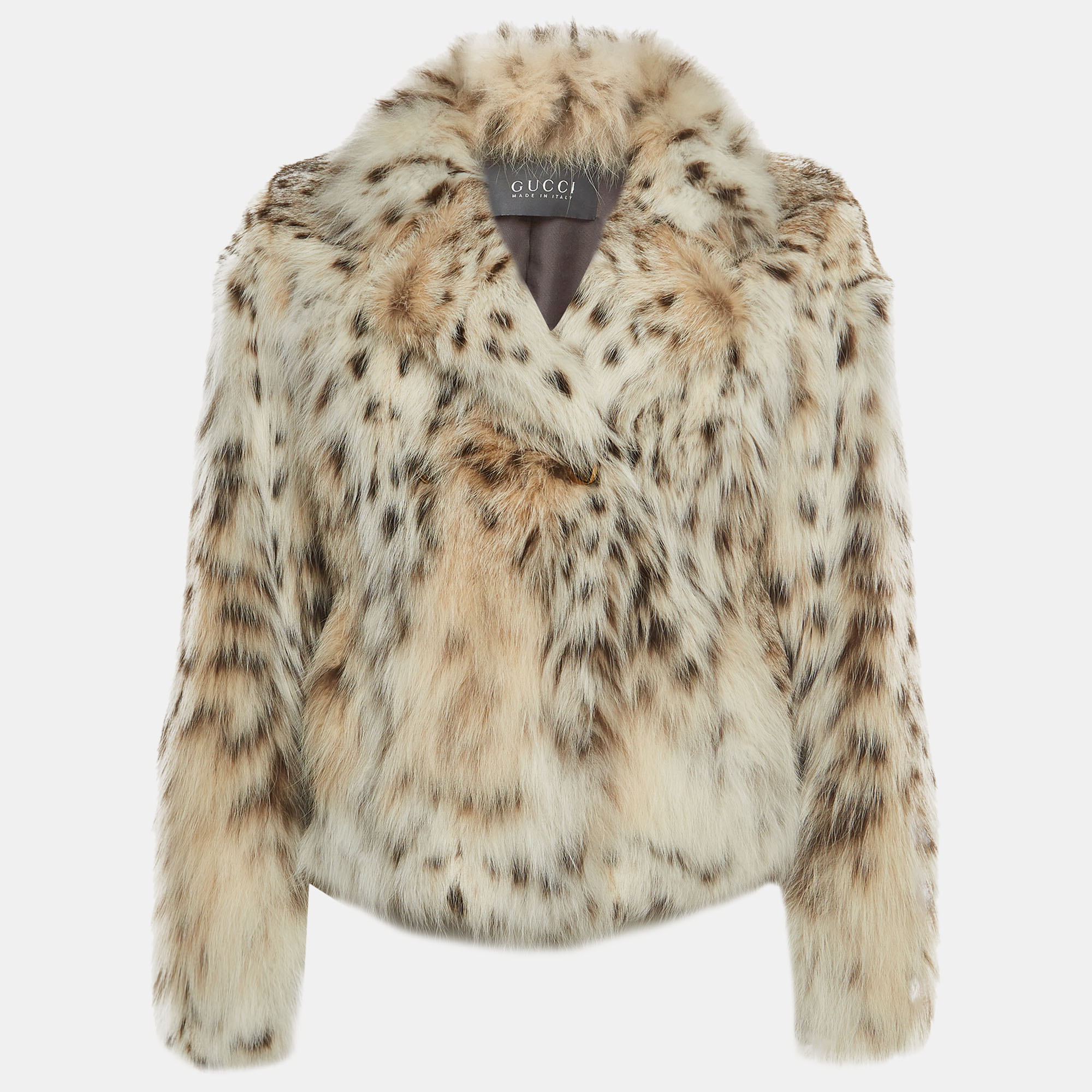 Gucci Beige/Brown Lynx Fur Short Coat S