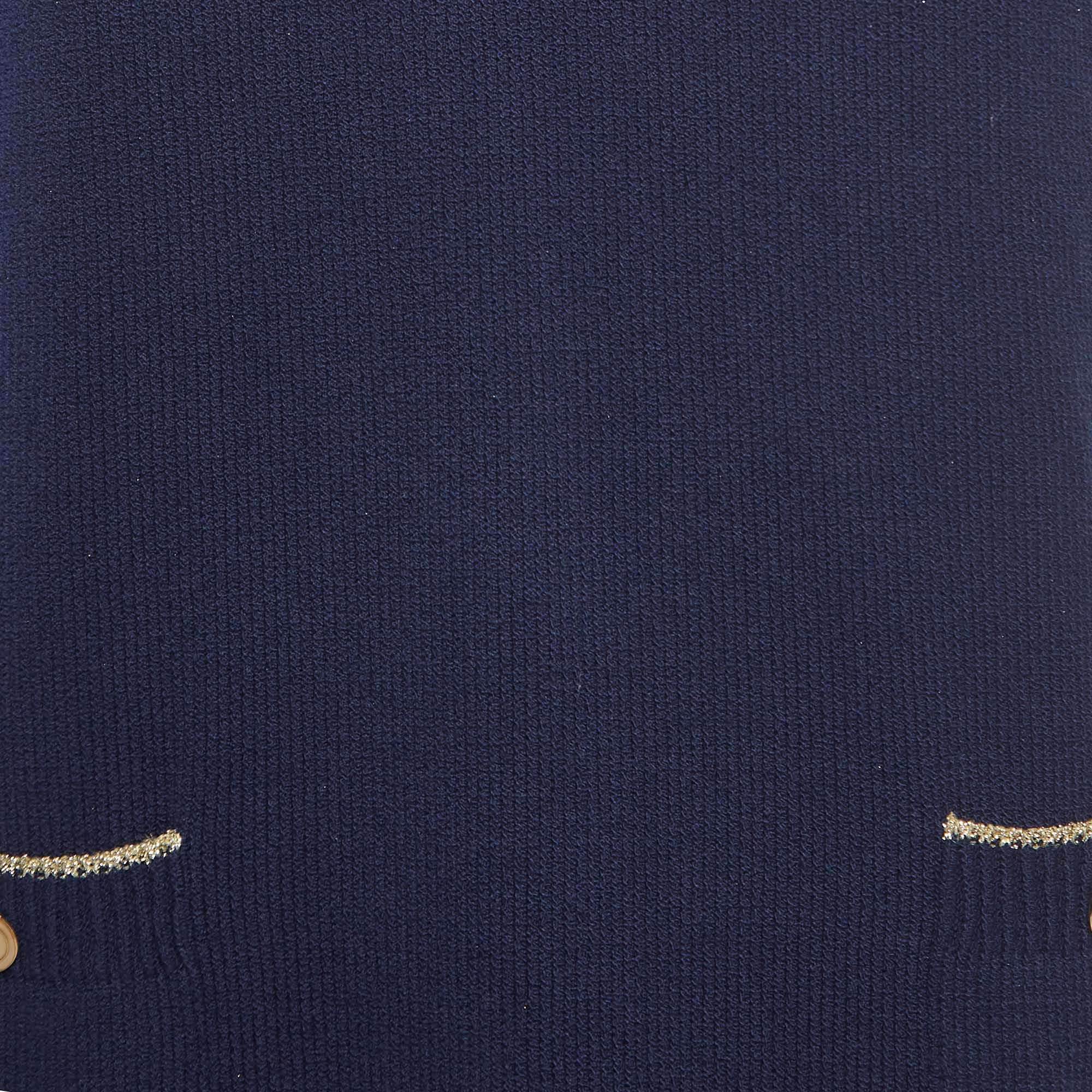 Gucci Navy Blue Knit Polo Midi Dress XXL