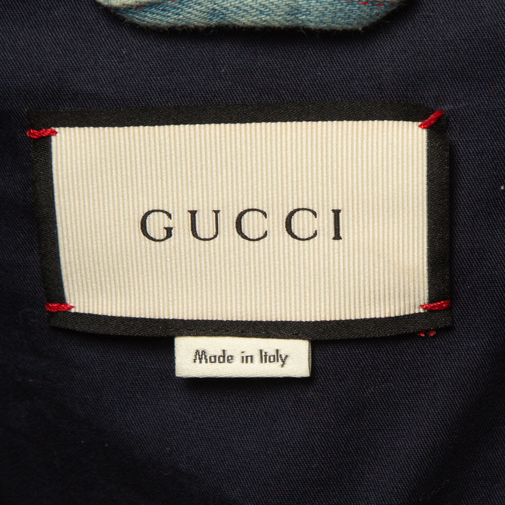 Gucci Blue Bird Applique Denim Studded Jacket M