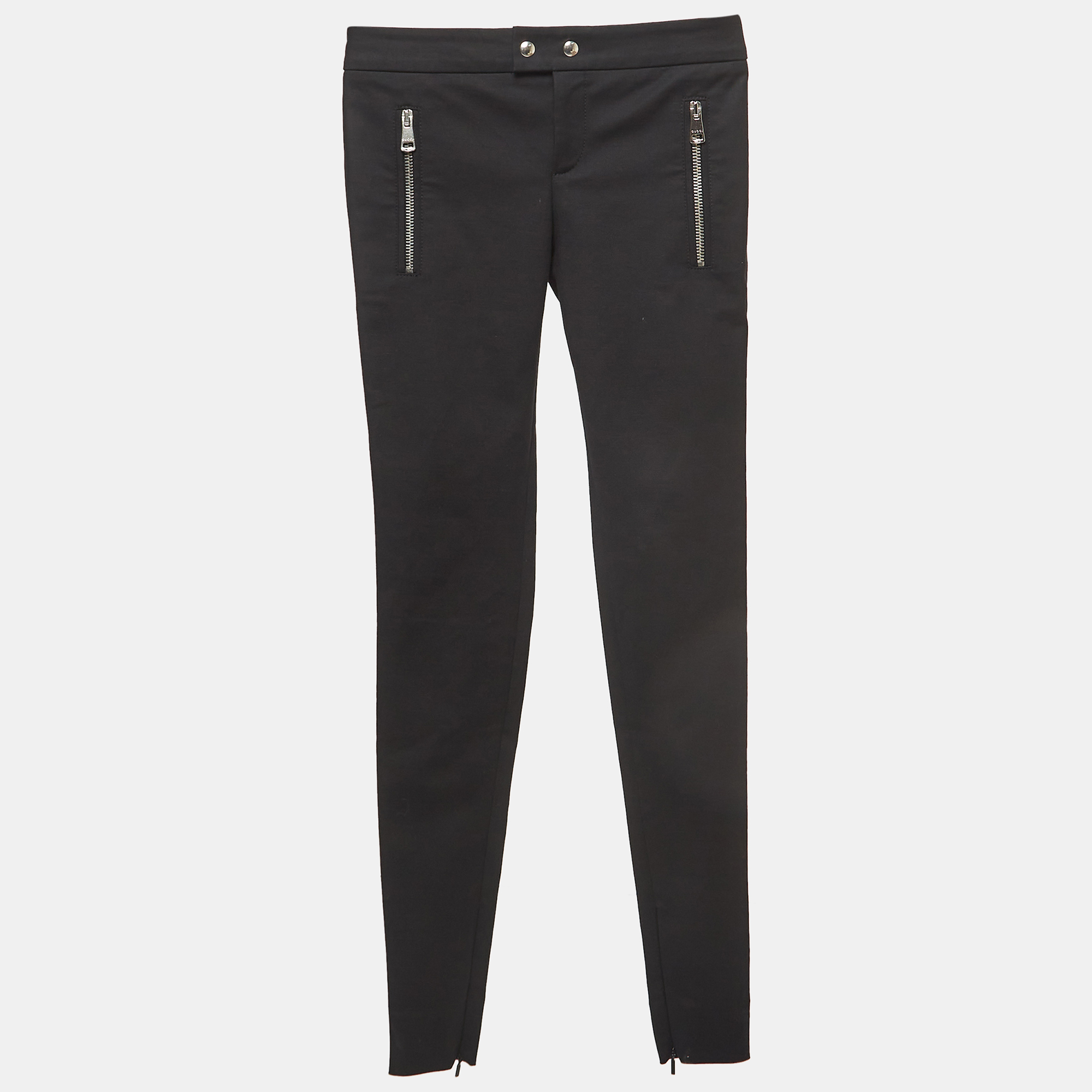 Gucci black cotton zipper detail skinny pants xs