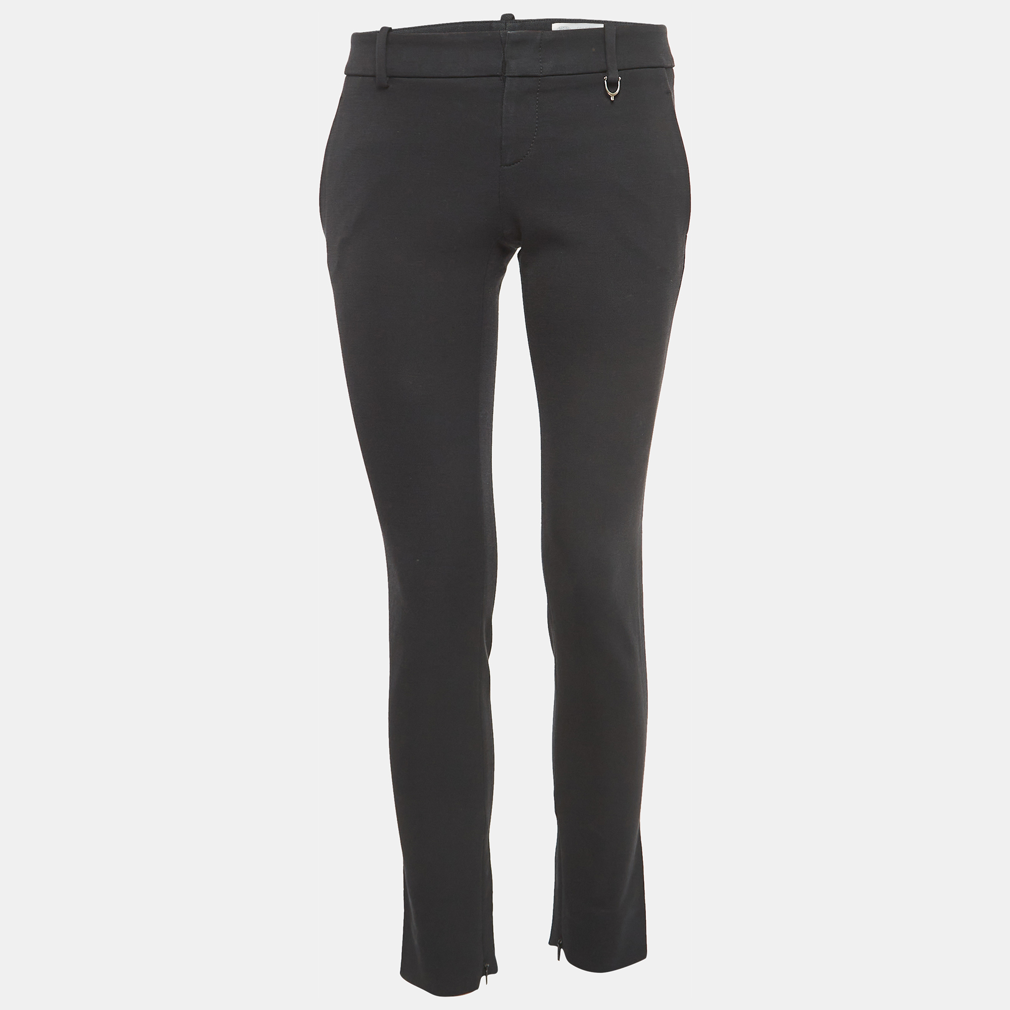 Gucci black cotton blend slim fit formal trousers s