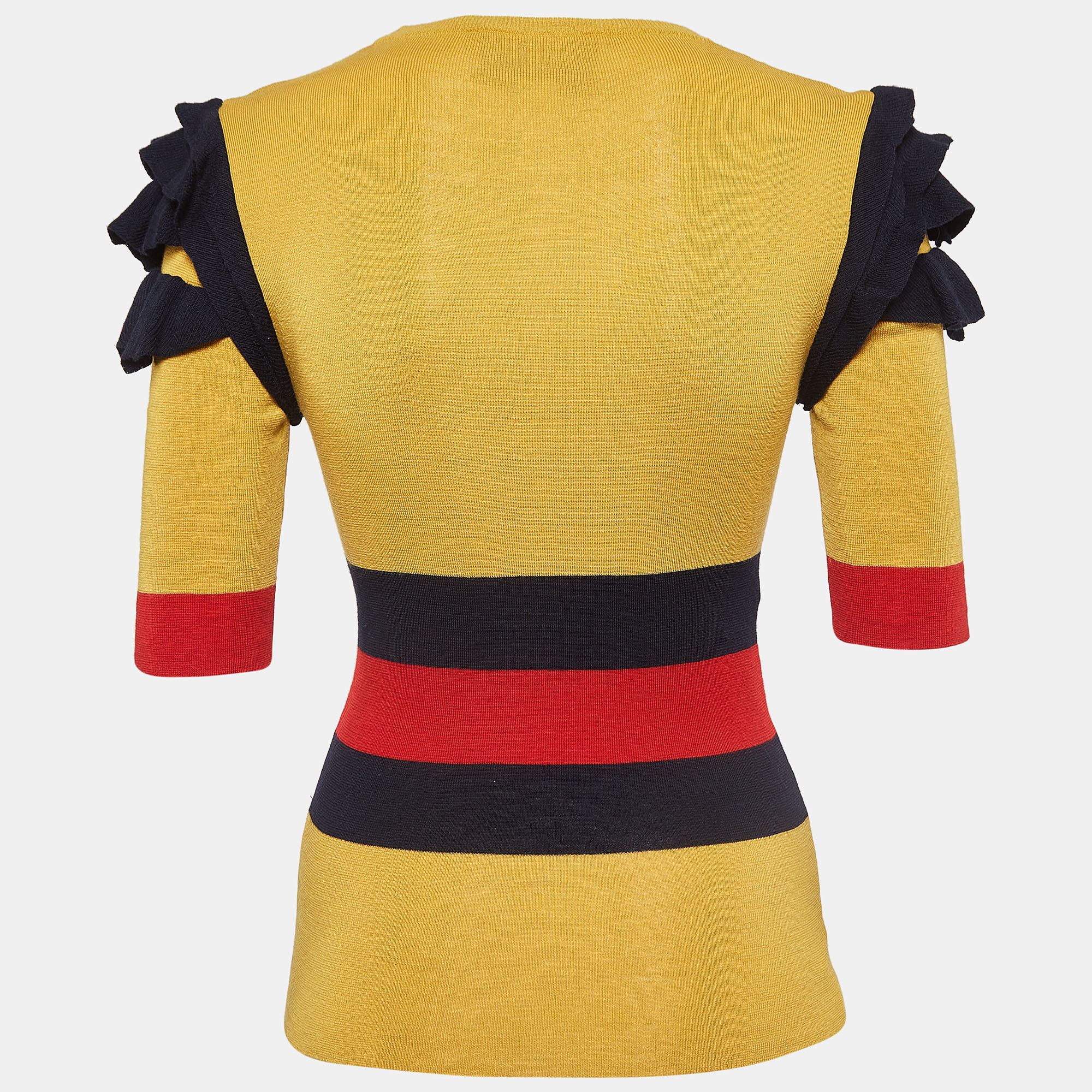 Gucci Yellow Striped Knit Top M