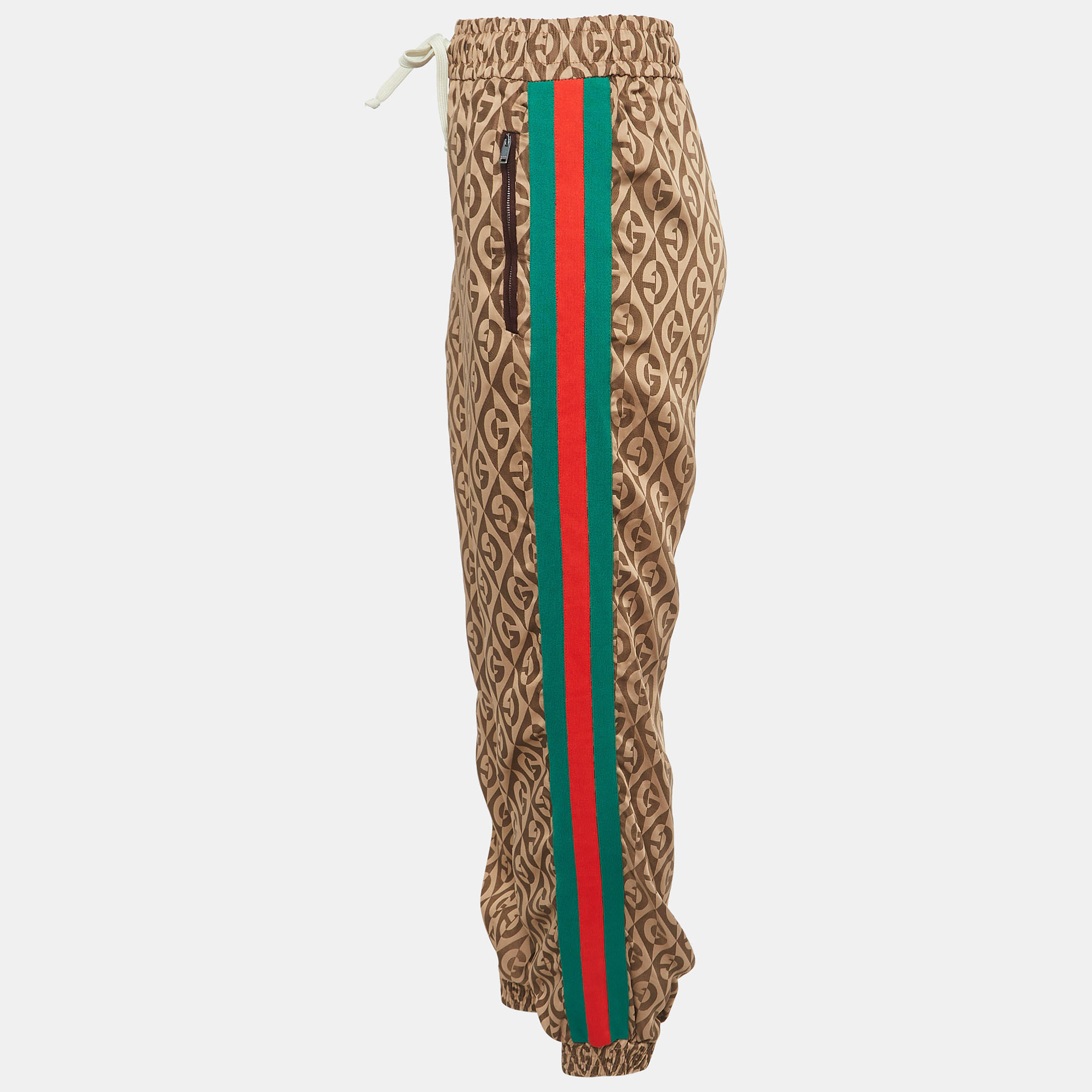 Gucci Brown G Rhombus Jacquard Side Stripe Track Pants S