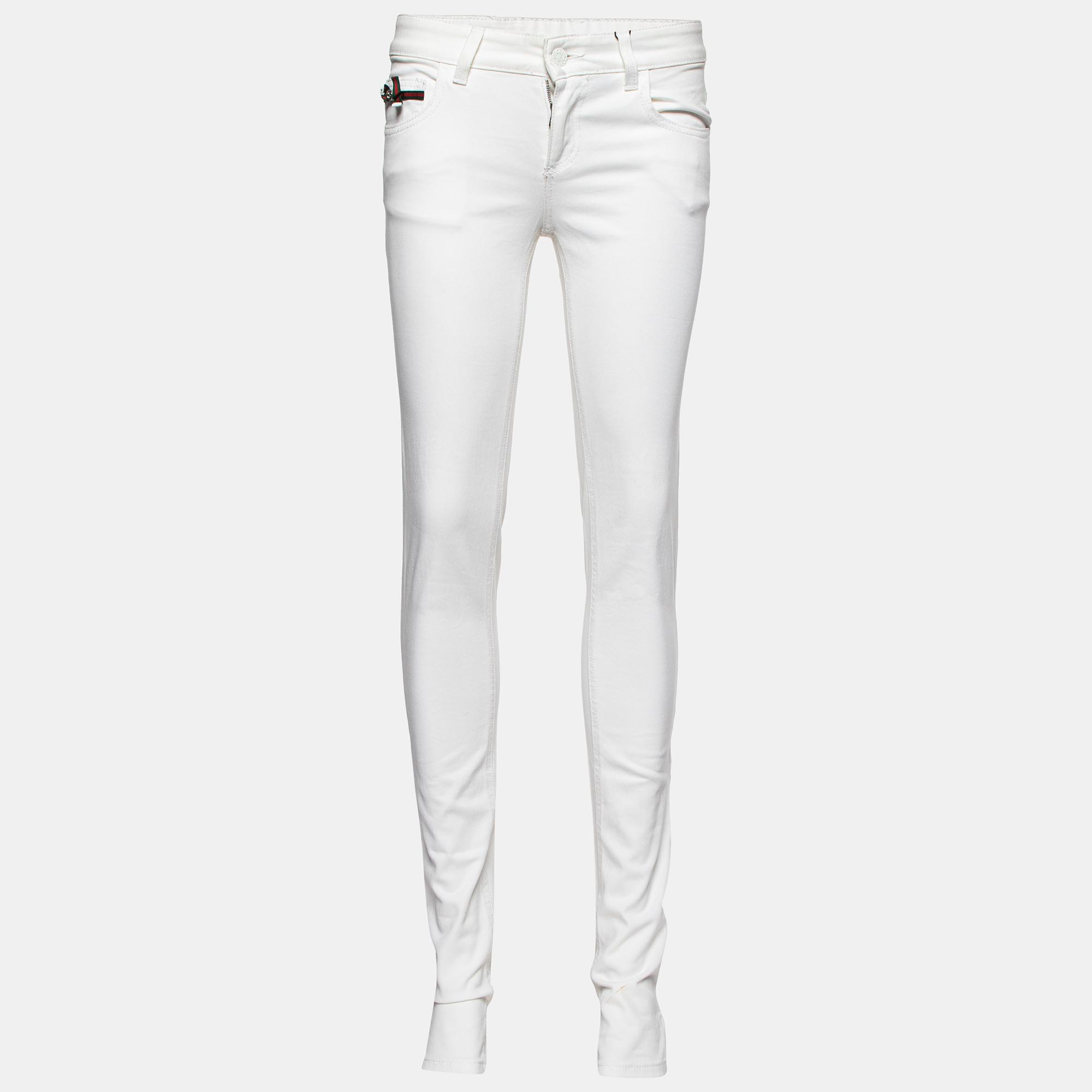 Gucci white denim slim fit legging jeans s/waist 30"