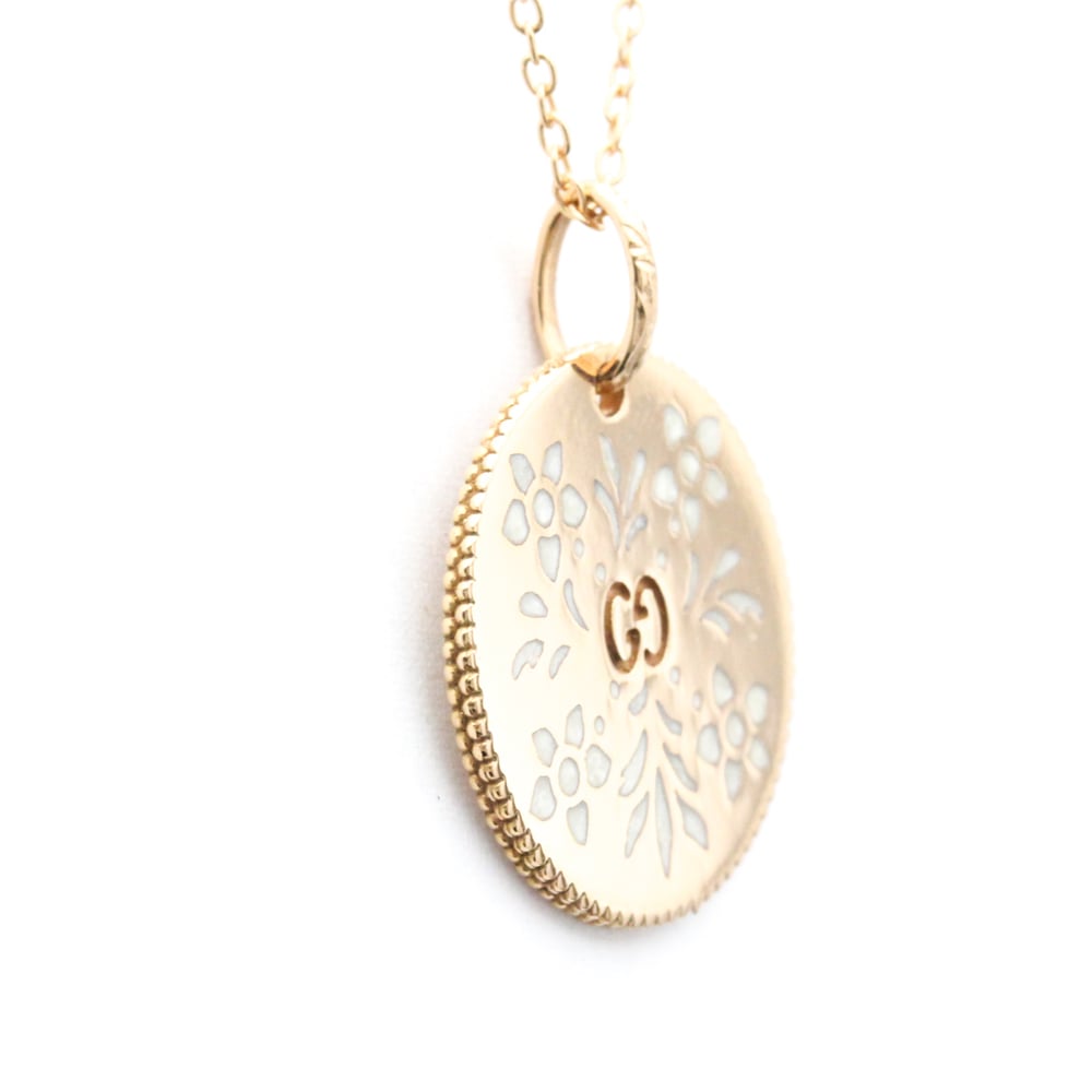 Gucci 18K Rose Gold Round GG Pendant Necklace