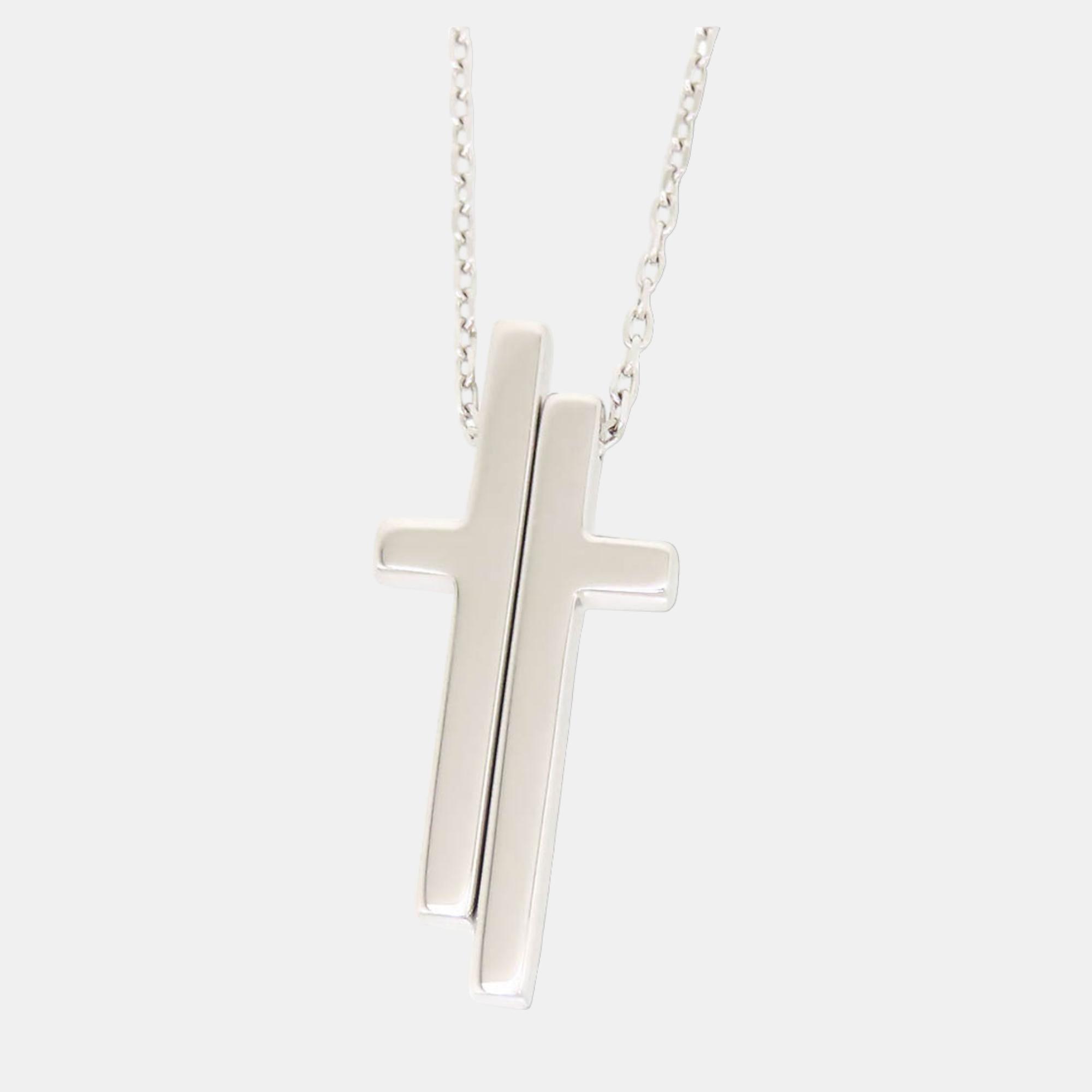 Gucci Silver Metal 18k Gold Separate Cross Pendant Necklace