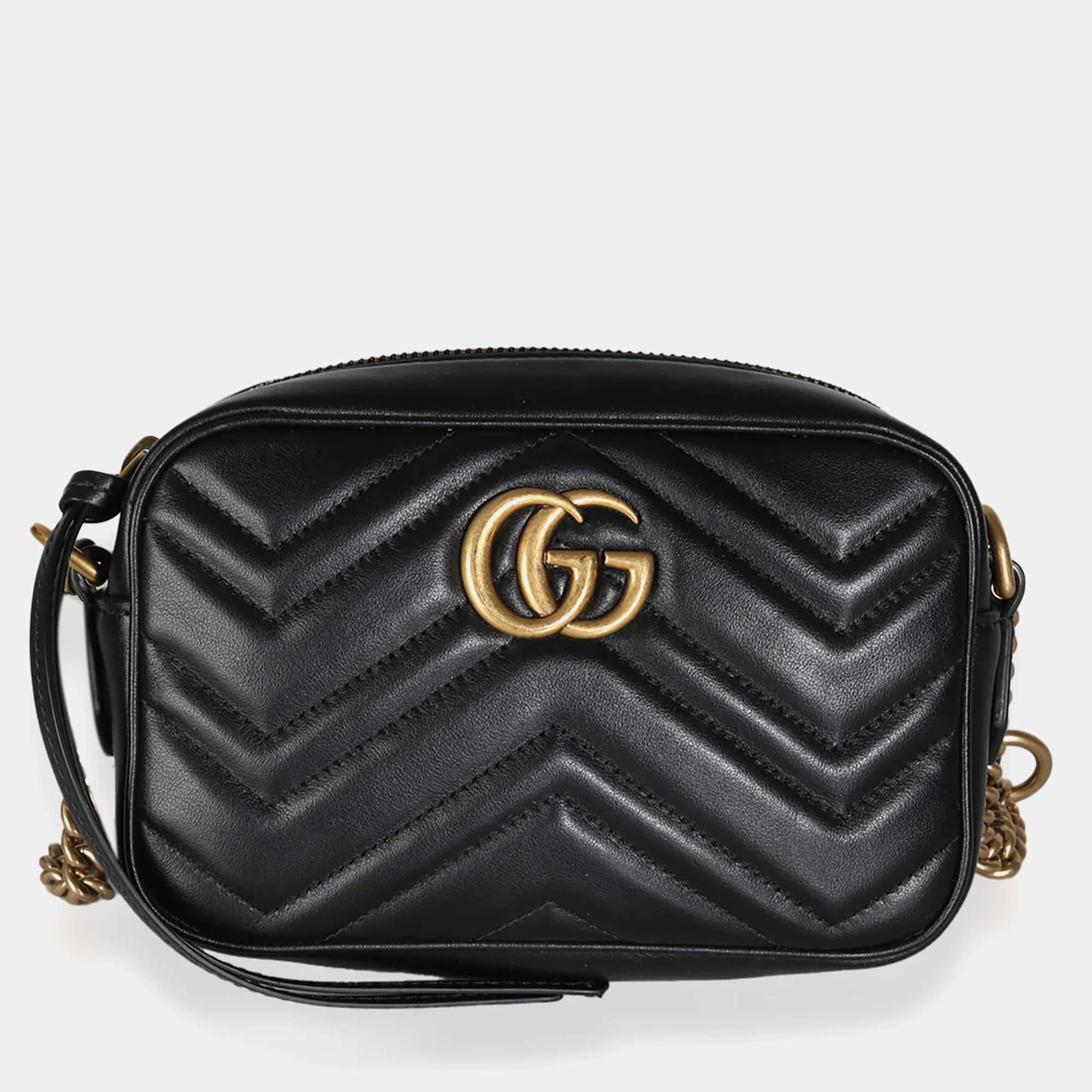 Gucci black matelasse mini gg marmont camera bag