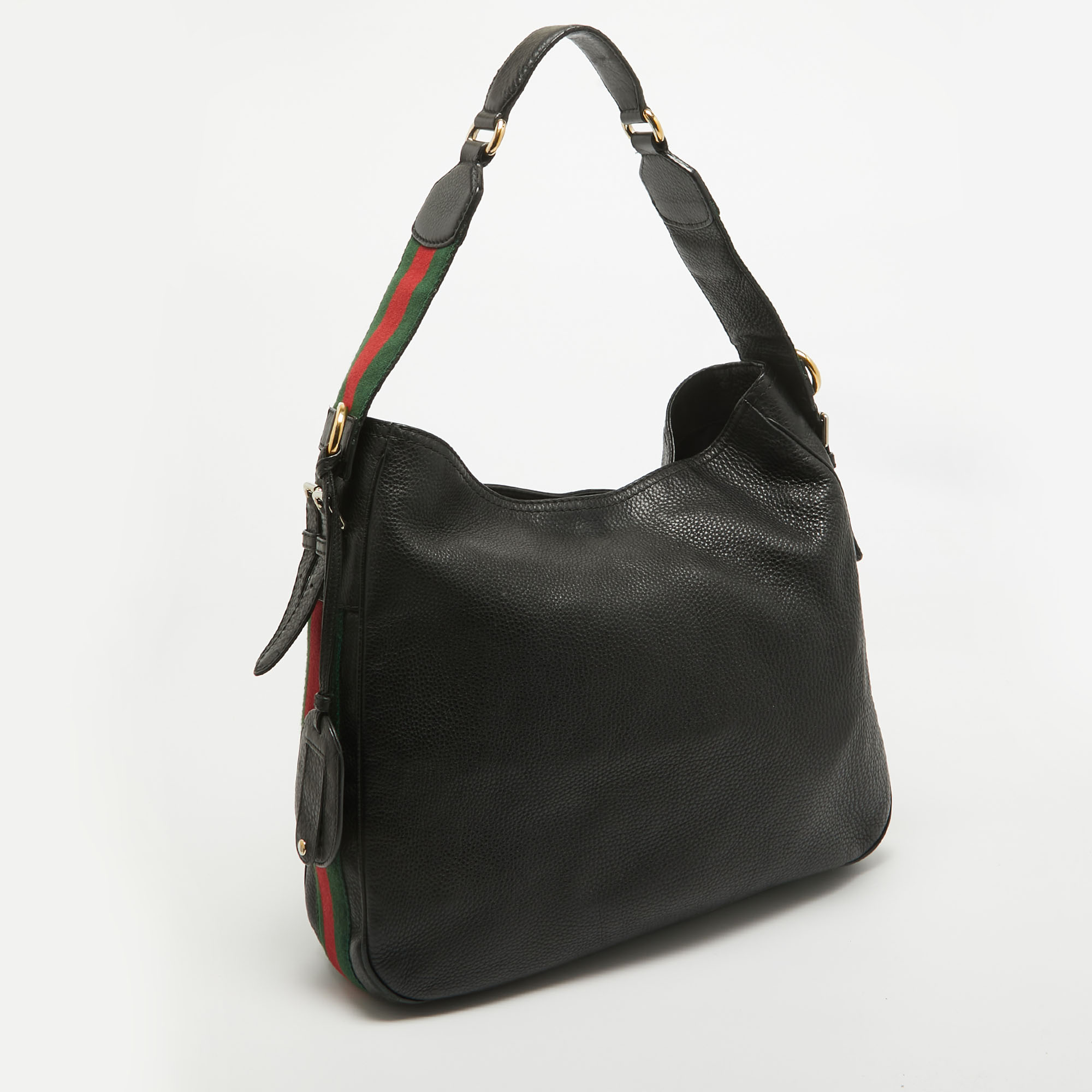 Gucci Black Pebbled Leather Medium Heritage Hobo