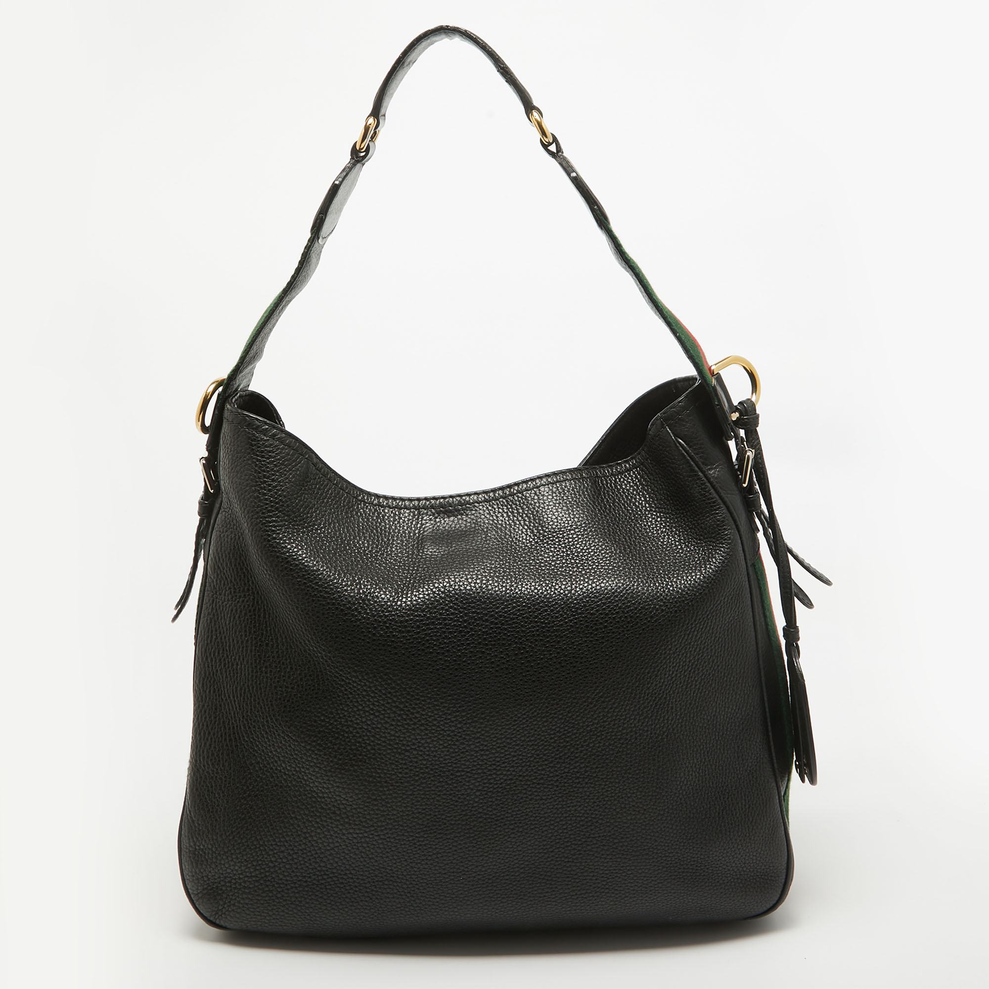 Gucci Black Pebbled Leather Medium Heritage Hobo