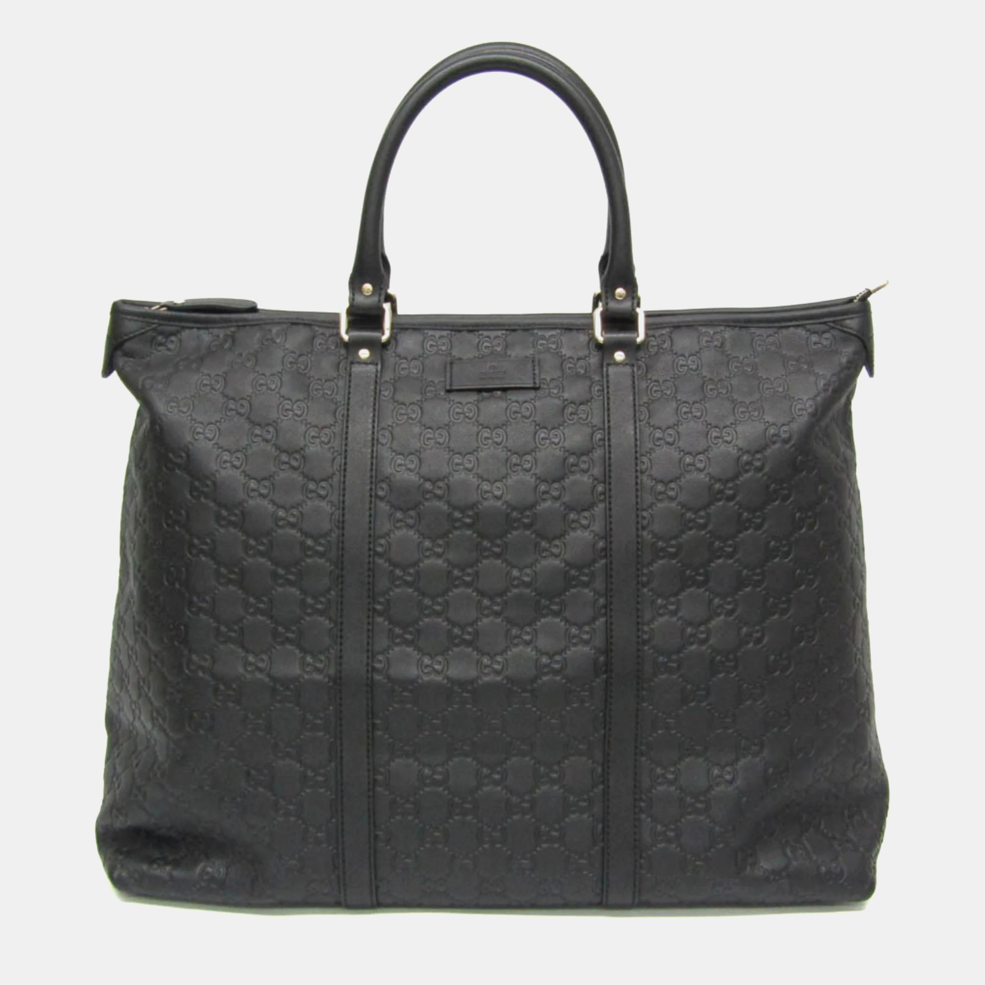Gucci black leather microguccissima large tote bag