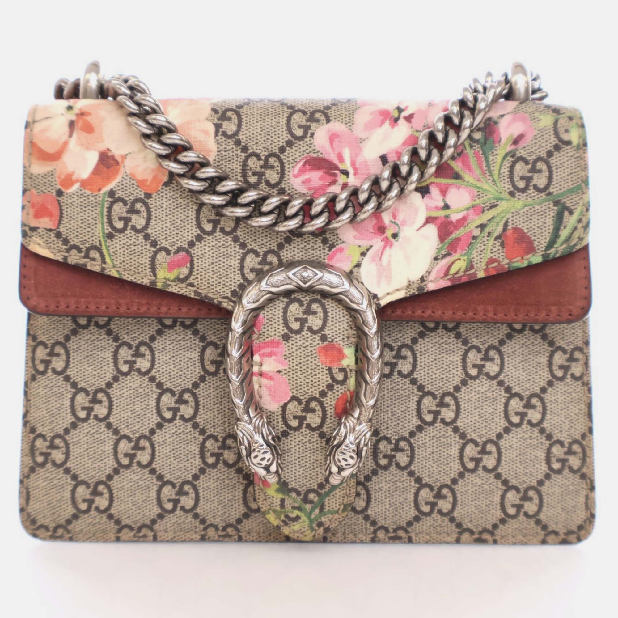 Gucci beige/red canvas and suede mini dionysus blooms shoulder bag