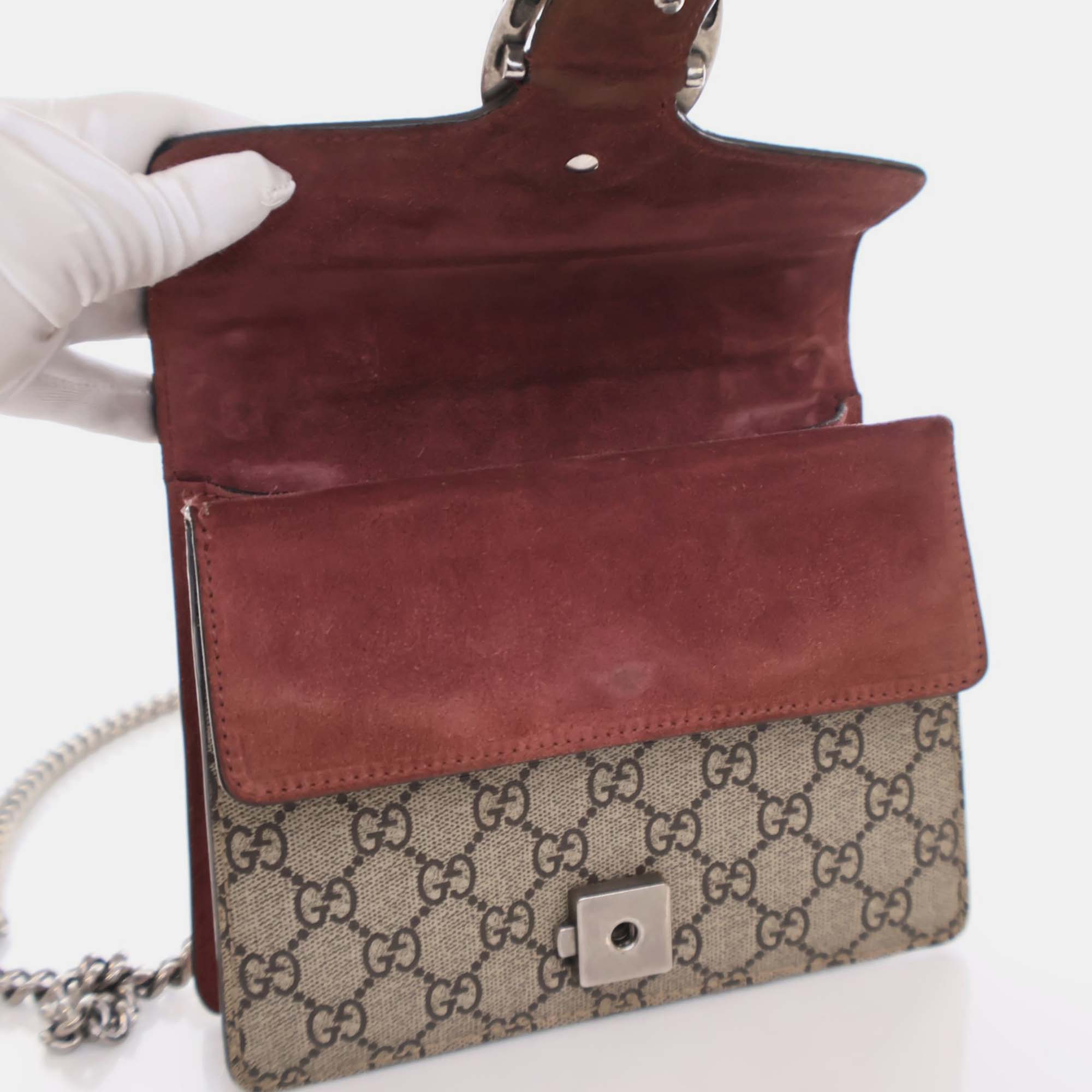 Gucci Beige/Red Canvas And Suede Mini Dionysus Blooms Shoulder Bag