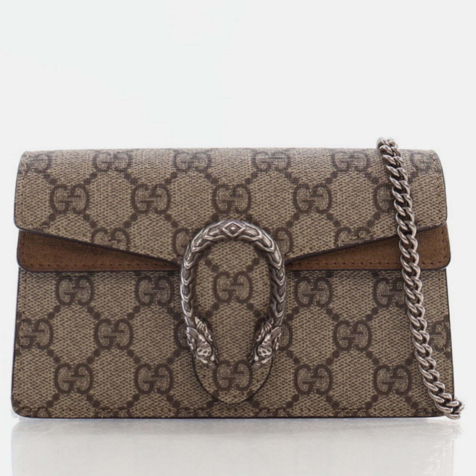 Gucci brown gg canvas, suede small dionysus shoulder bags