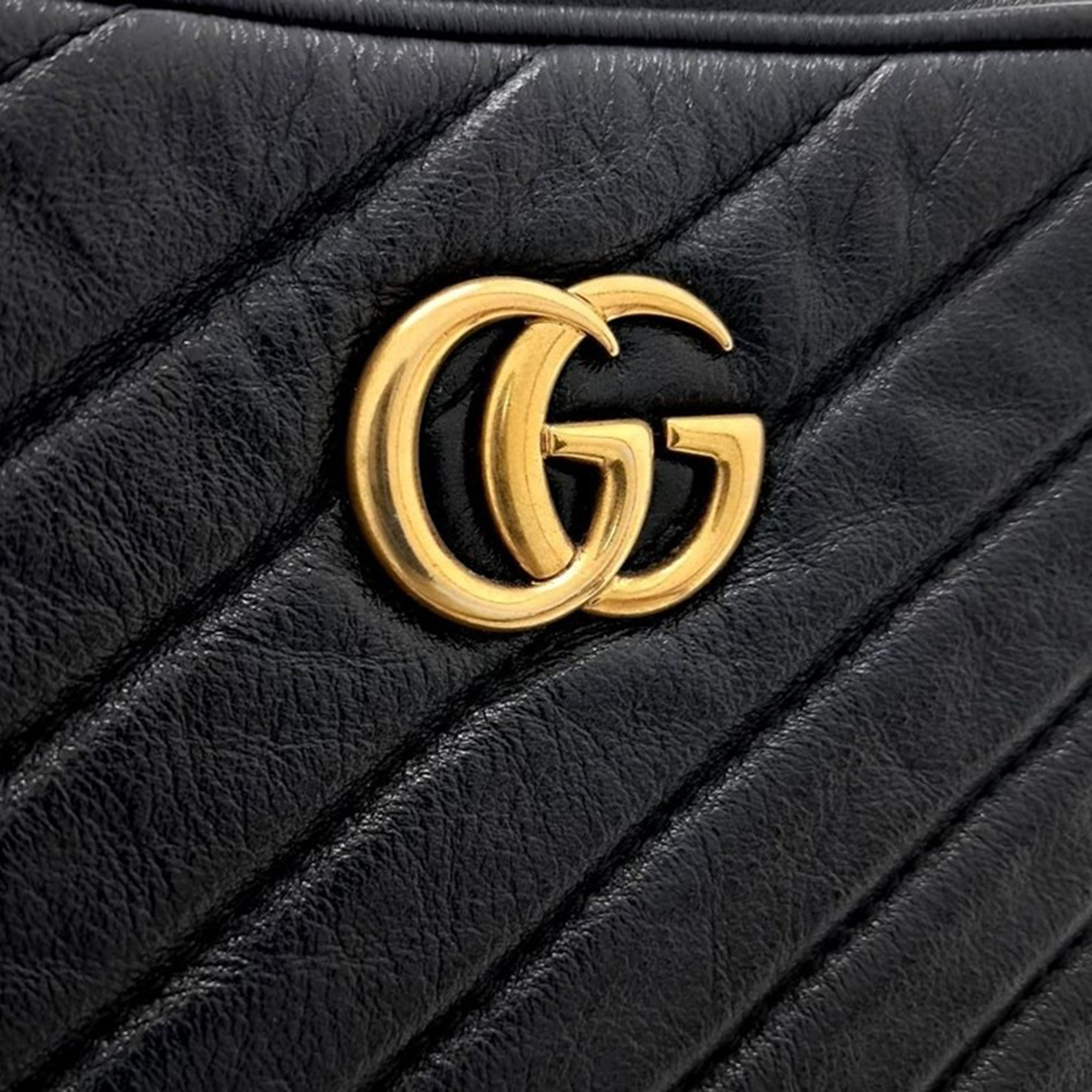 Gucci Black Quilted Leather Marmont Double Zip Crossbody Bag