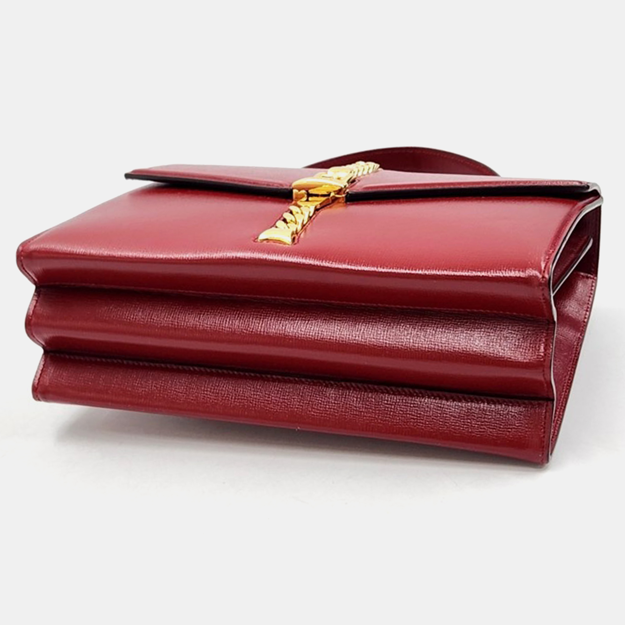 Gucci  Red Leather Sylvie 1969 Top Handle Bag