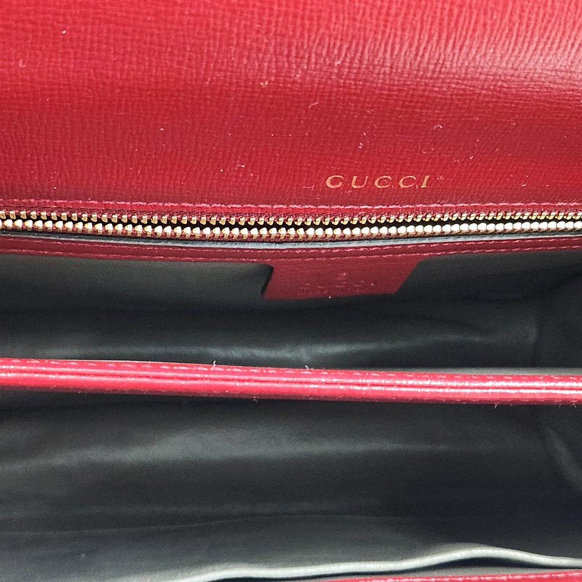 Gucci  Red Leather Sylvie 1969 Top Handle Bag