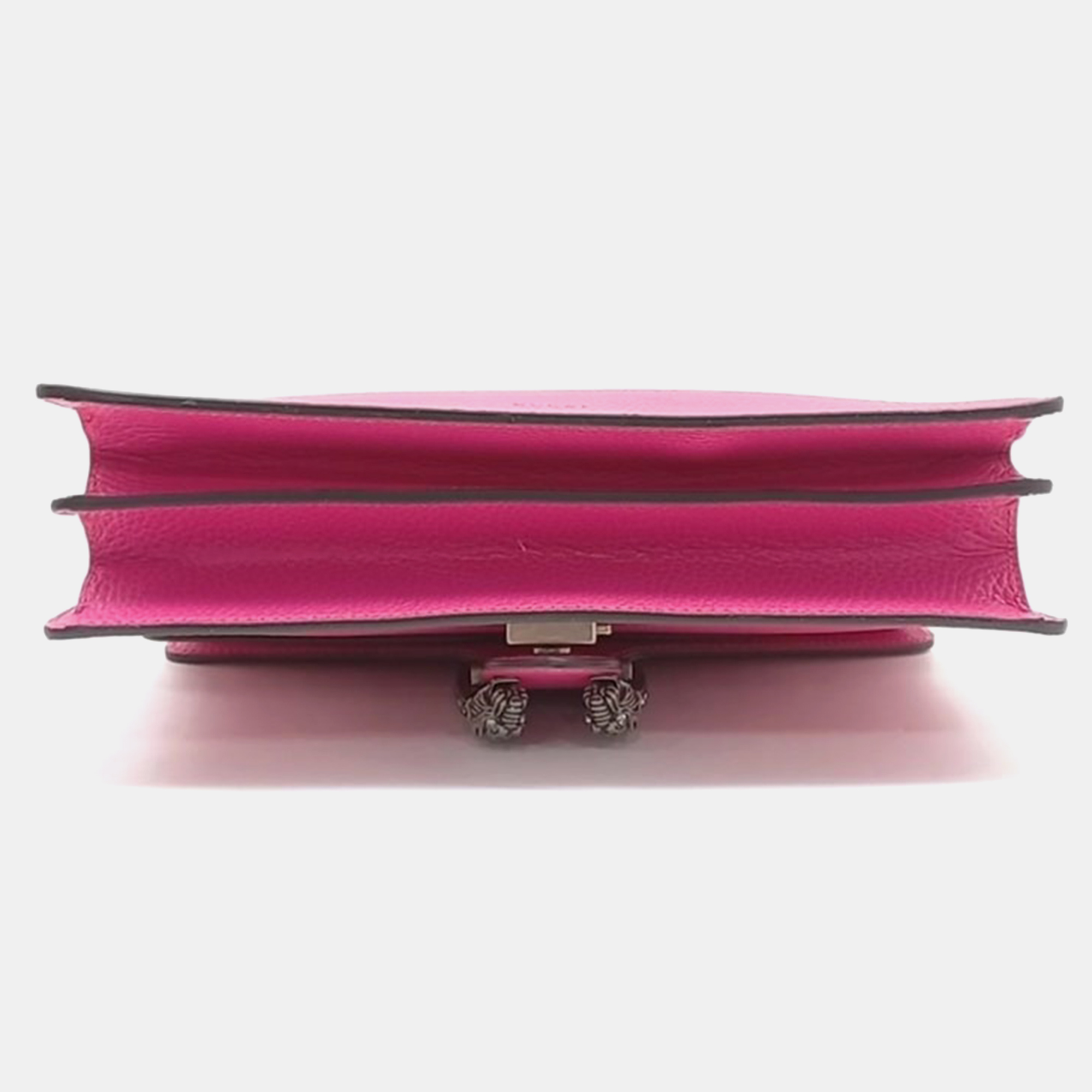 Gucci Pink Leather Dionysus Chain Shoulder Bag