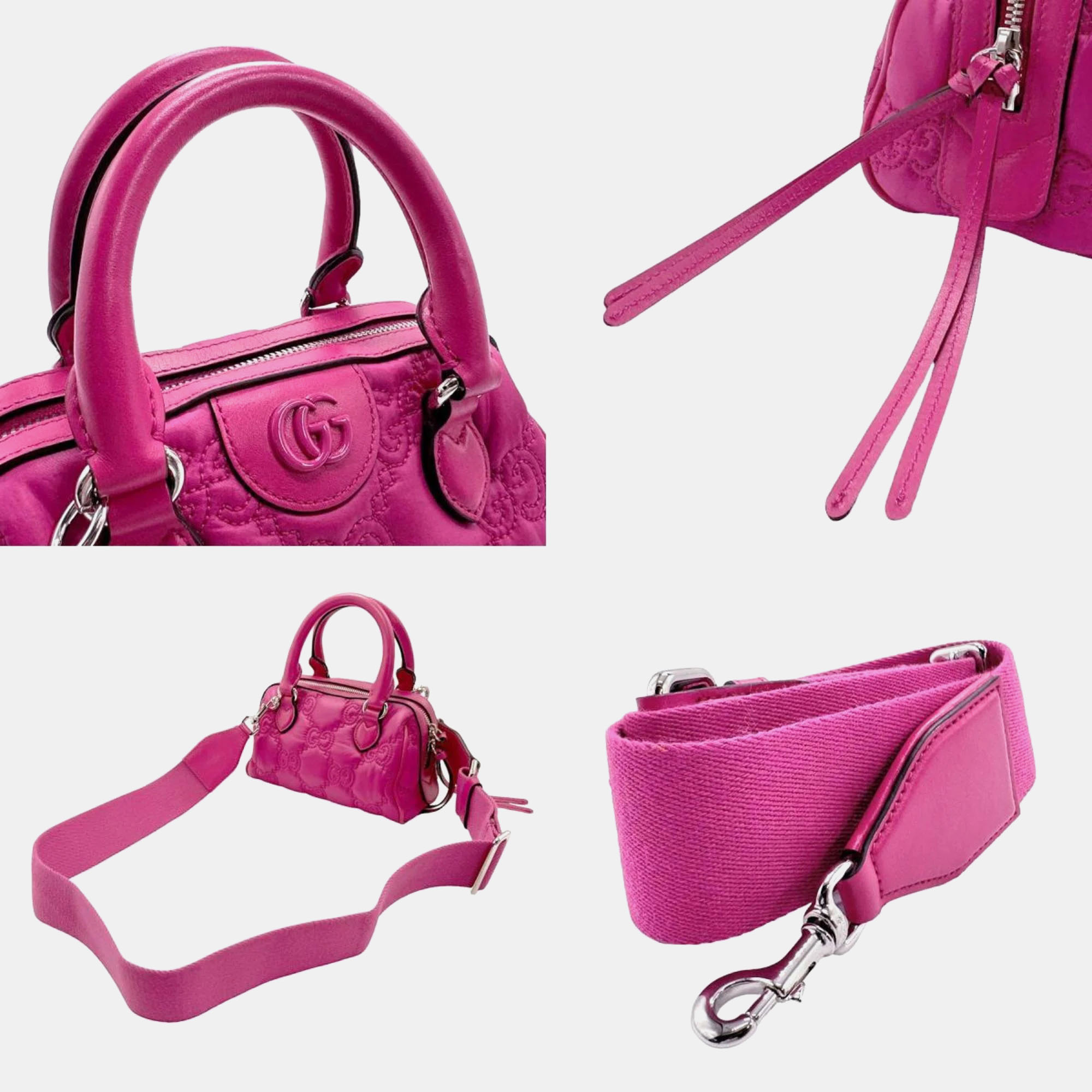 Gucci Pink Leather GG 'Love Parade' Matelassé Mini Bag W/ Strap