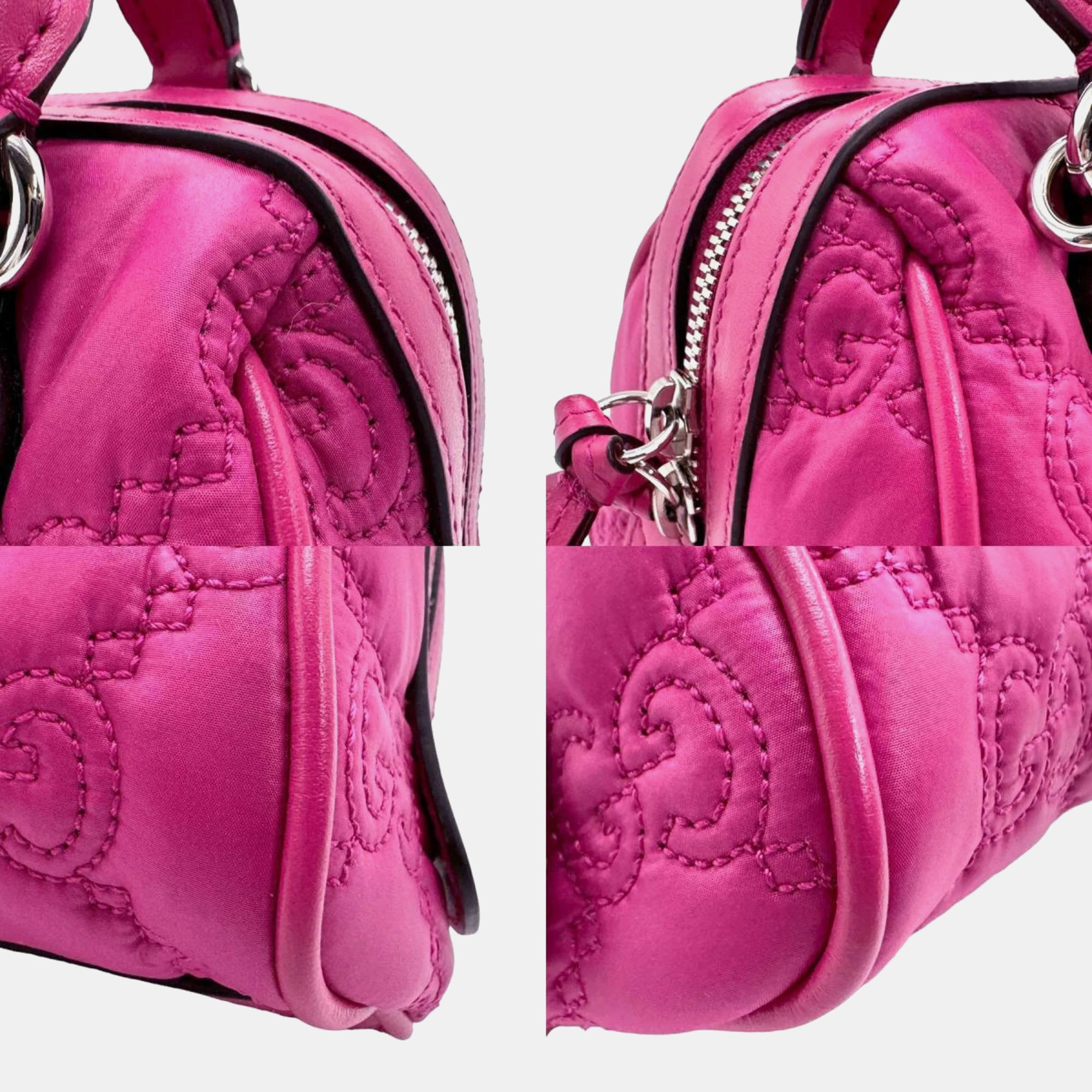 Gucci Pink Leather GG 'Love Parade' Matelassé Mini Bag W/ Strap