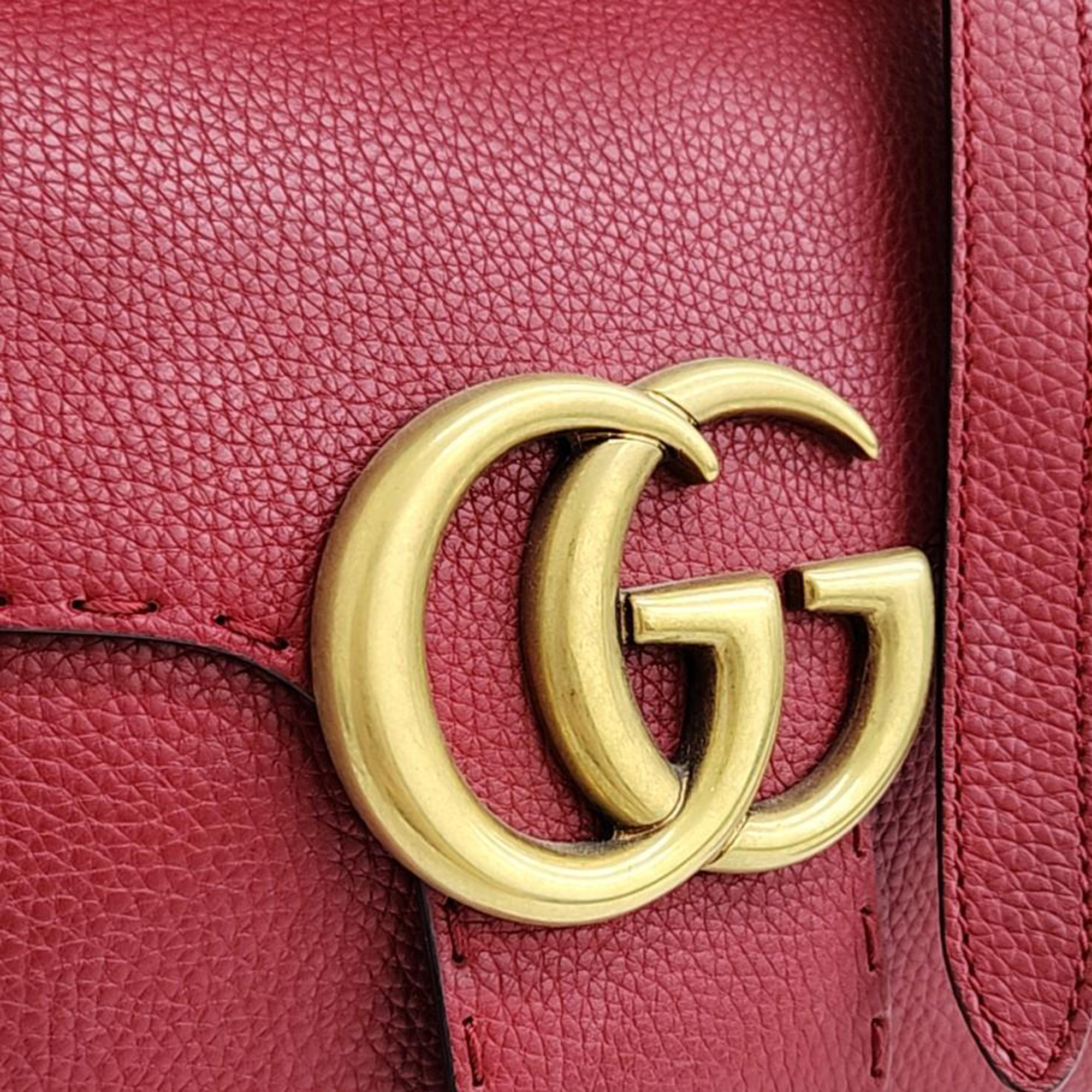 Gucci Red Leather GG Marmont Tote Bag