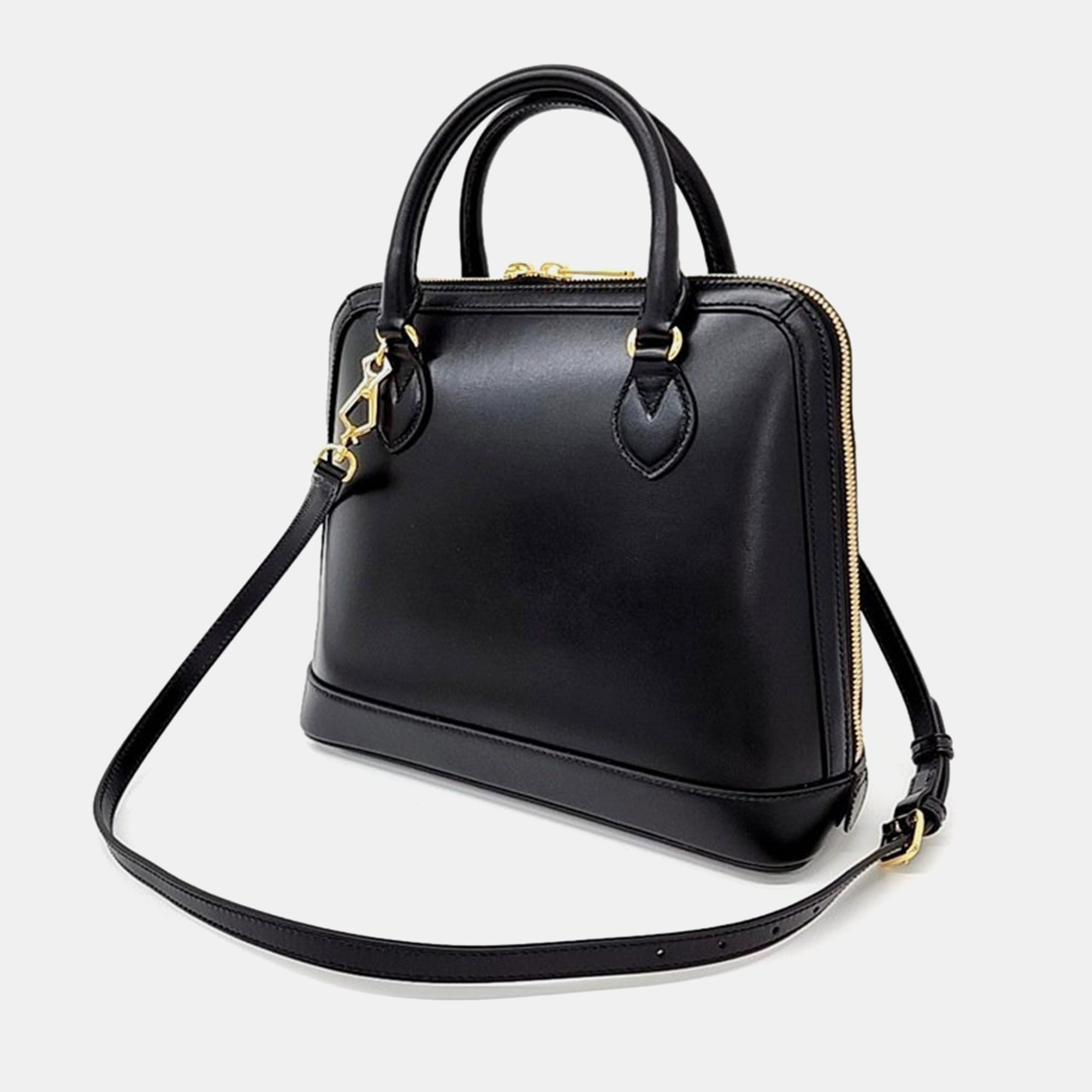 Gucci Black Leather 1955 Horsebit Medium Top Handle Bag