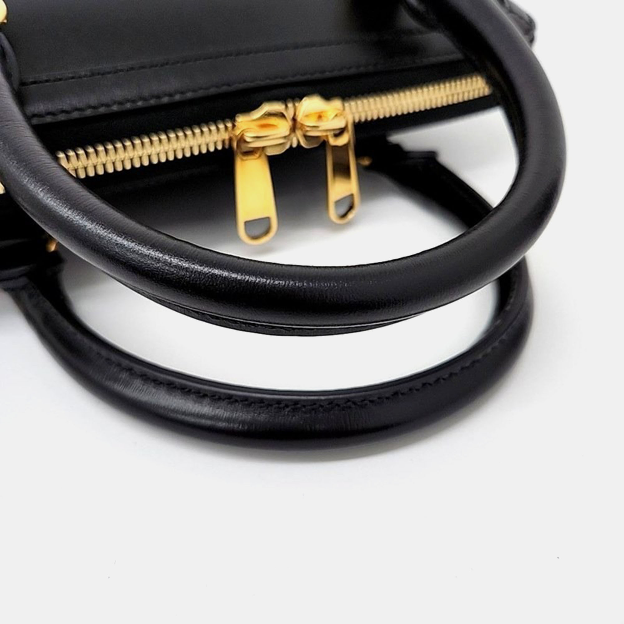 Gucci Black Leather 1955 Horsebit Medium Top Handle Bag