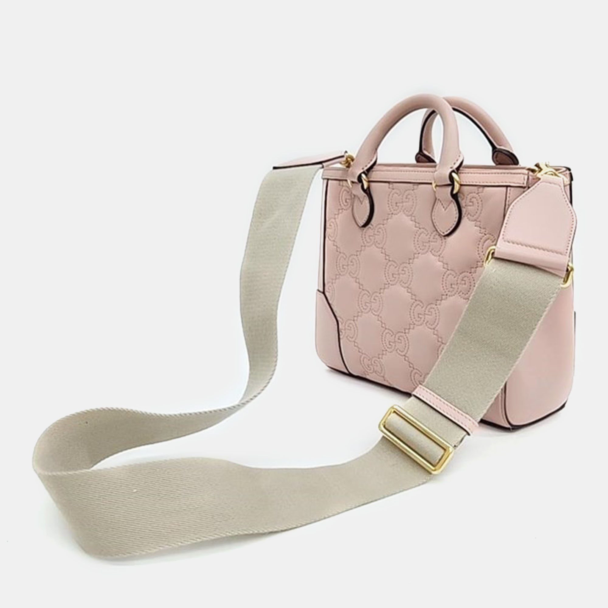 Gucci Pink Leather Matelasse Mini Top Handle Bag