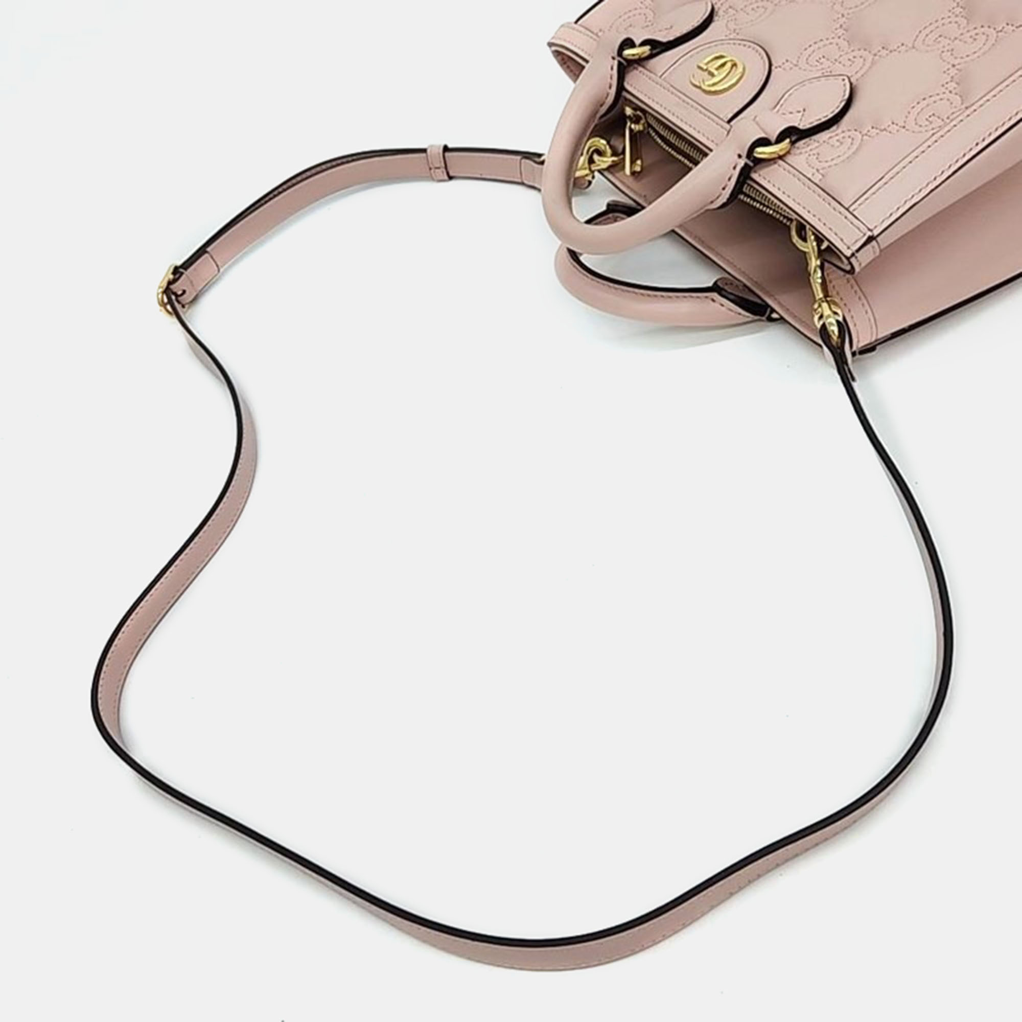 Gucci Pink Leather Matelasse Mini Top Handle Bag