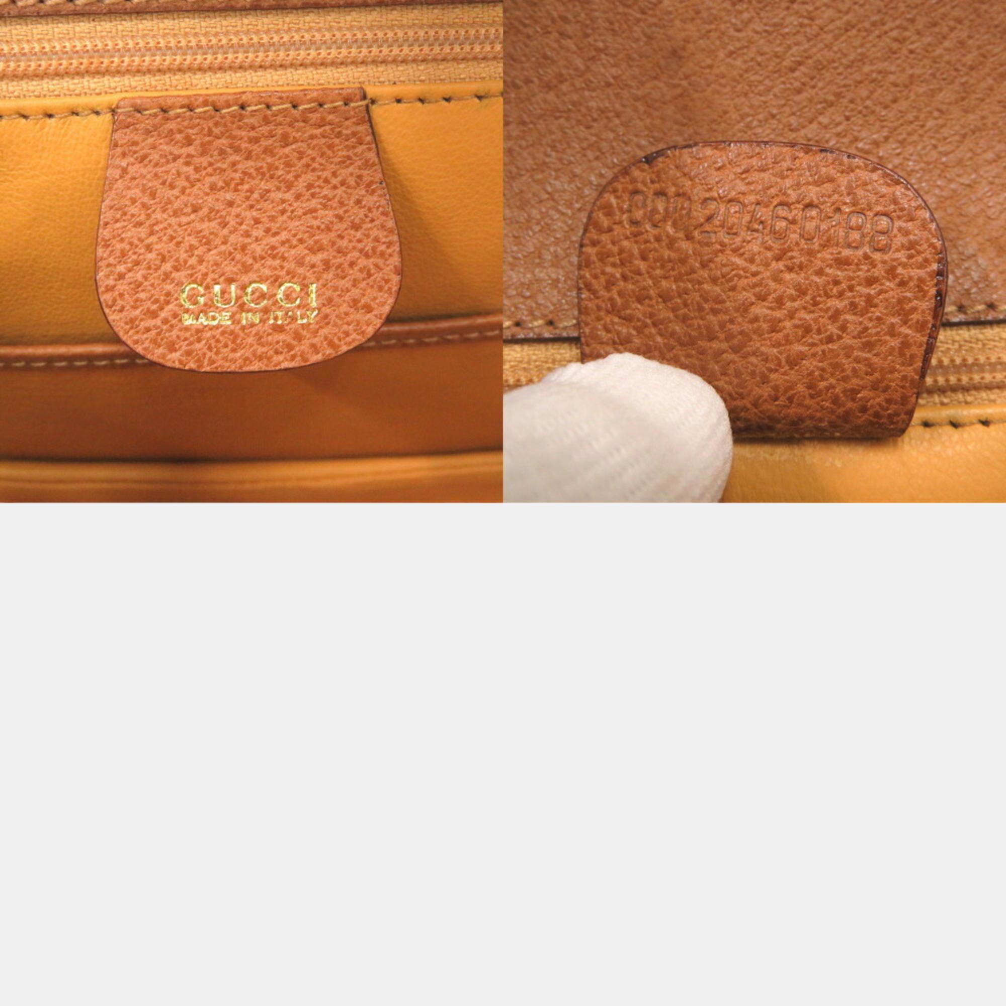 Gucci Brown Leather Bamboo 1947 Top Handle Bag