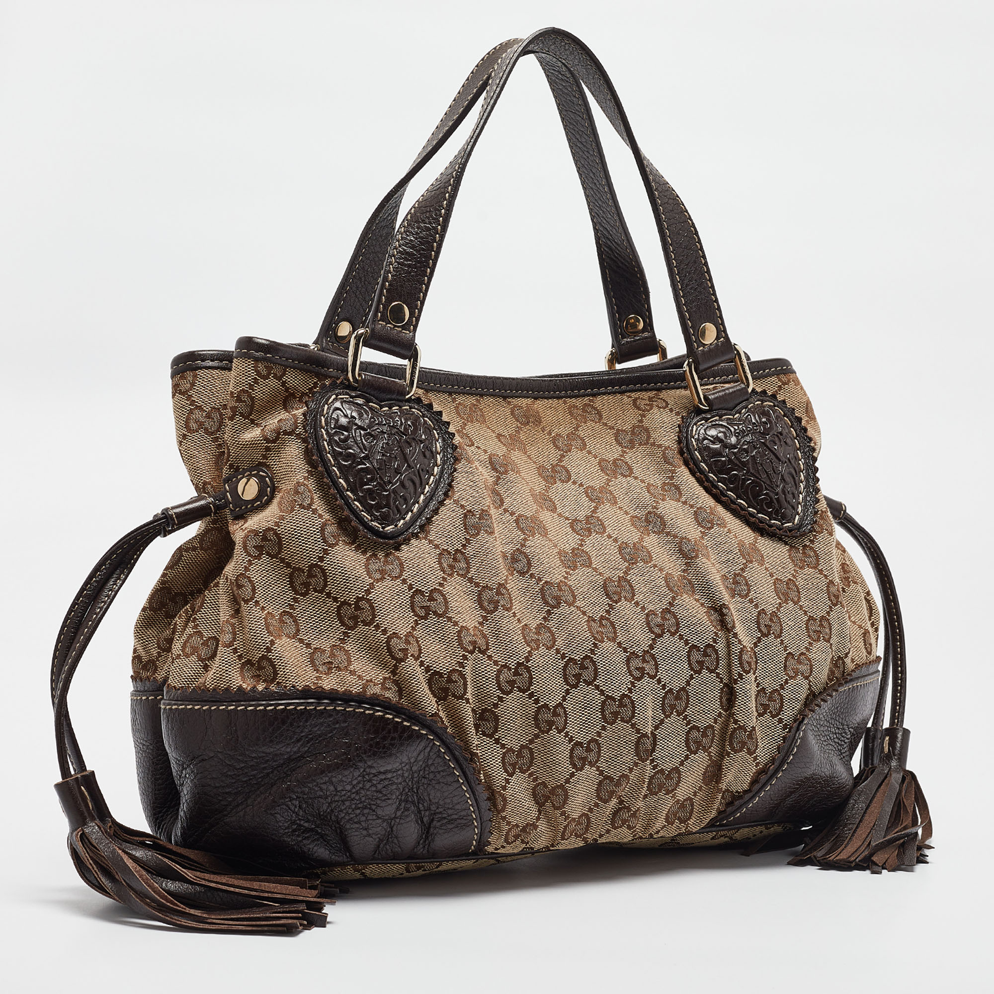 Gucci Beige/Brown GG Canvas And Leather Tribeca Satchel