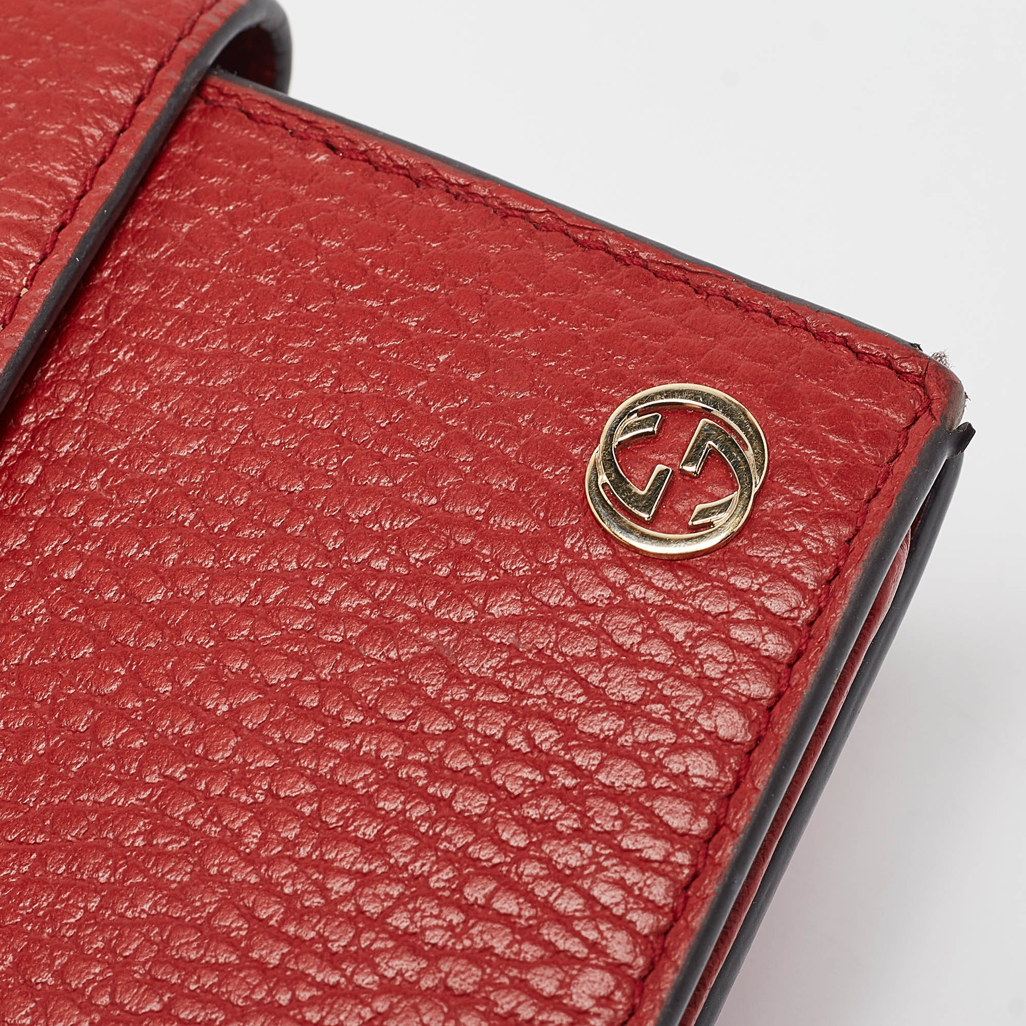 Gucci Red Leather Interlocking G Trifold Wallet