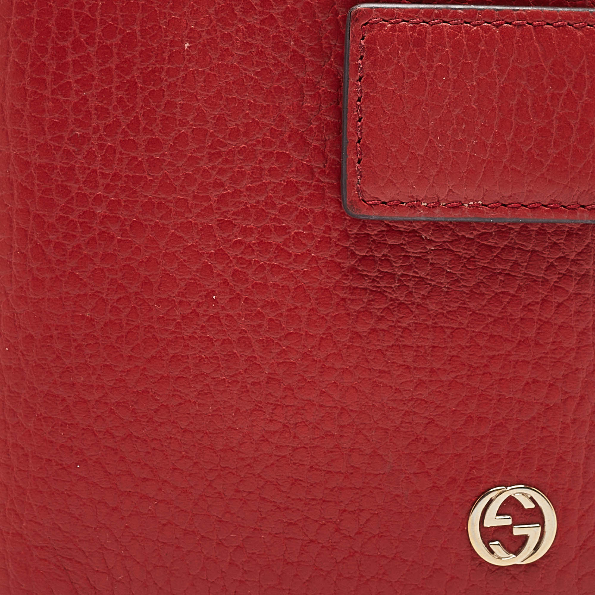 Gucci Red Leather Interlocking G Trifold Wallet