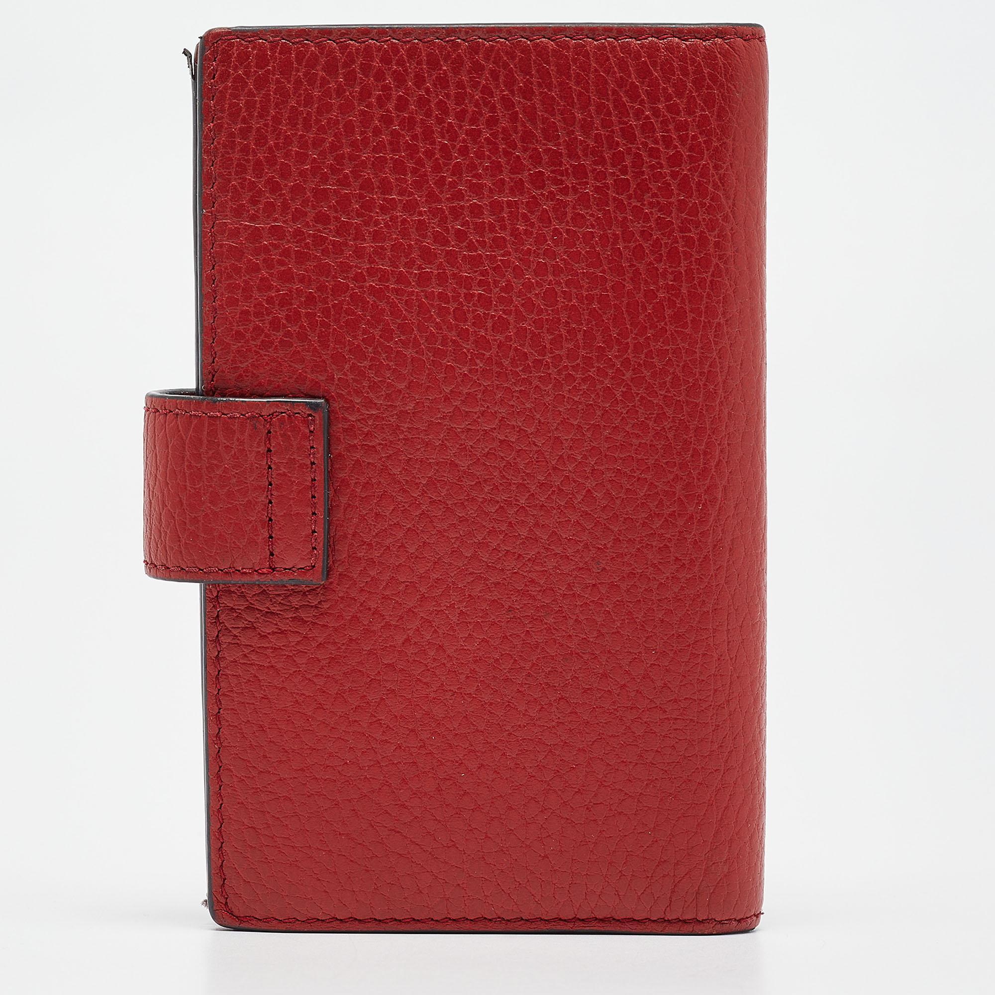 Gucci Red Leather Interlocking G Trifold Wallet