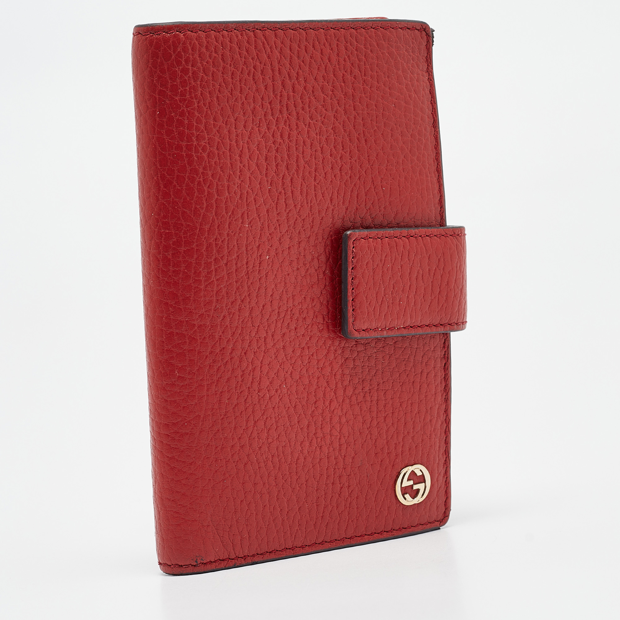 Gucci Red Leather Interlocking G Trifold Wallet