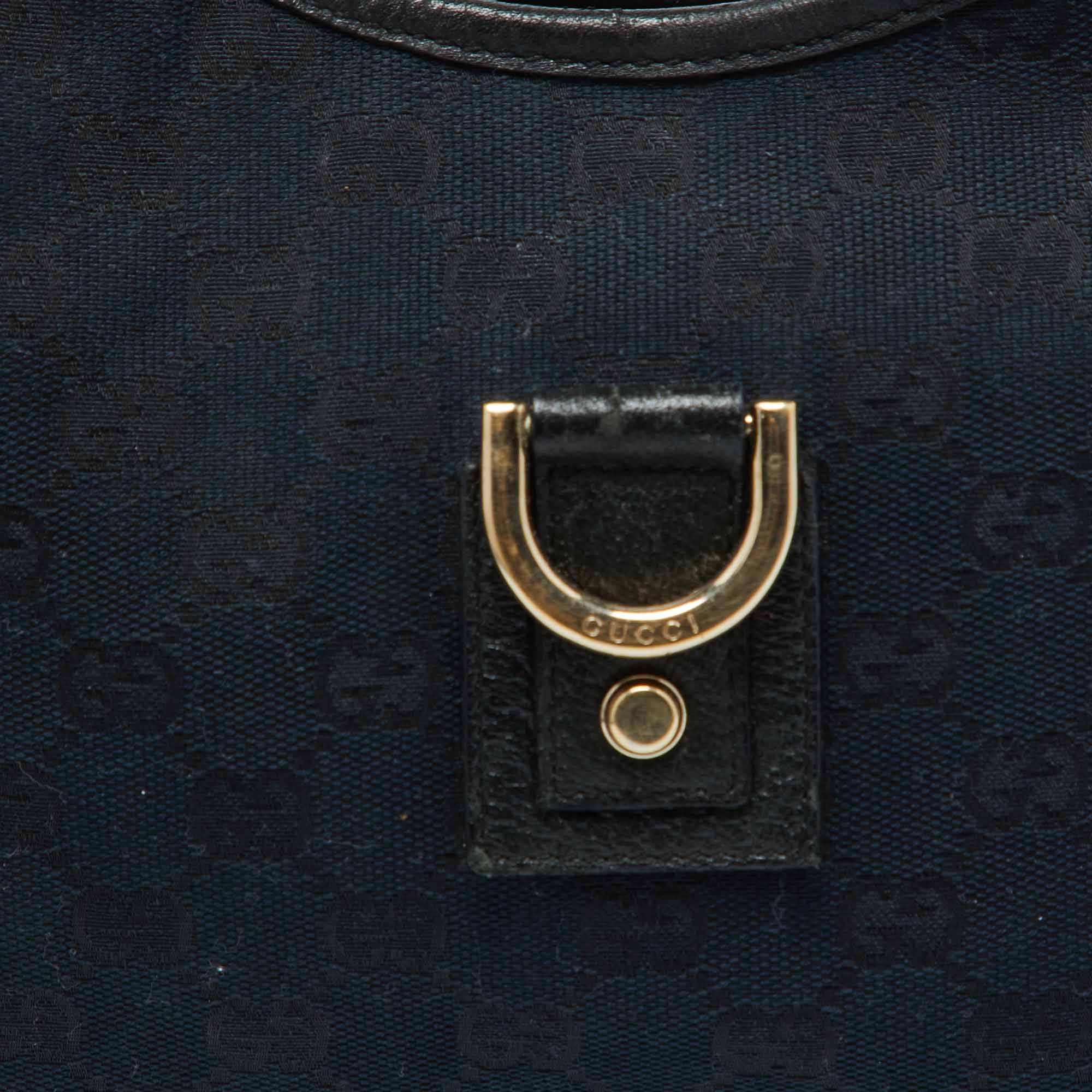 Gucci Black GG Canvas And Leather Abbey D-Ring Hobo