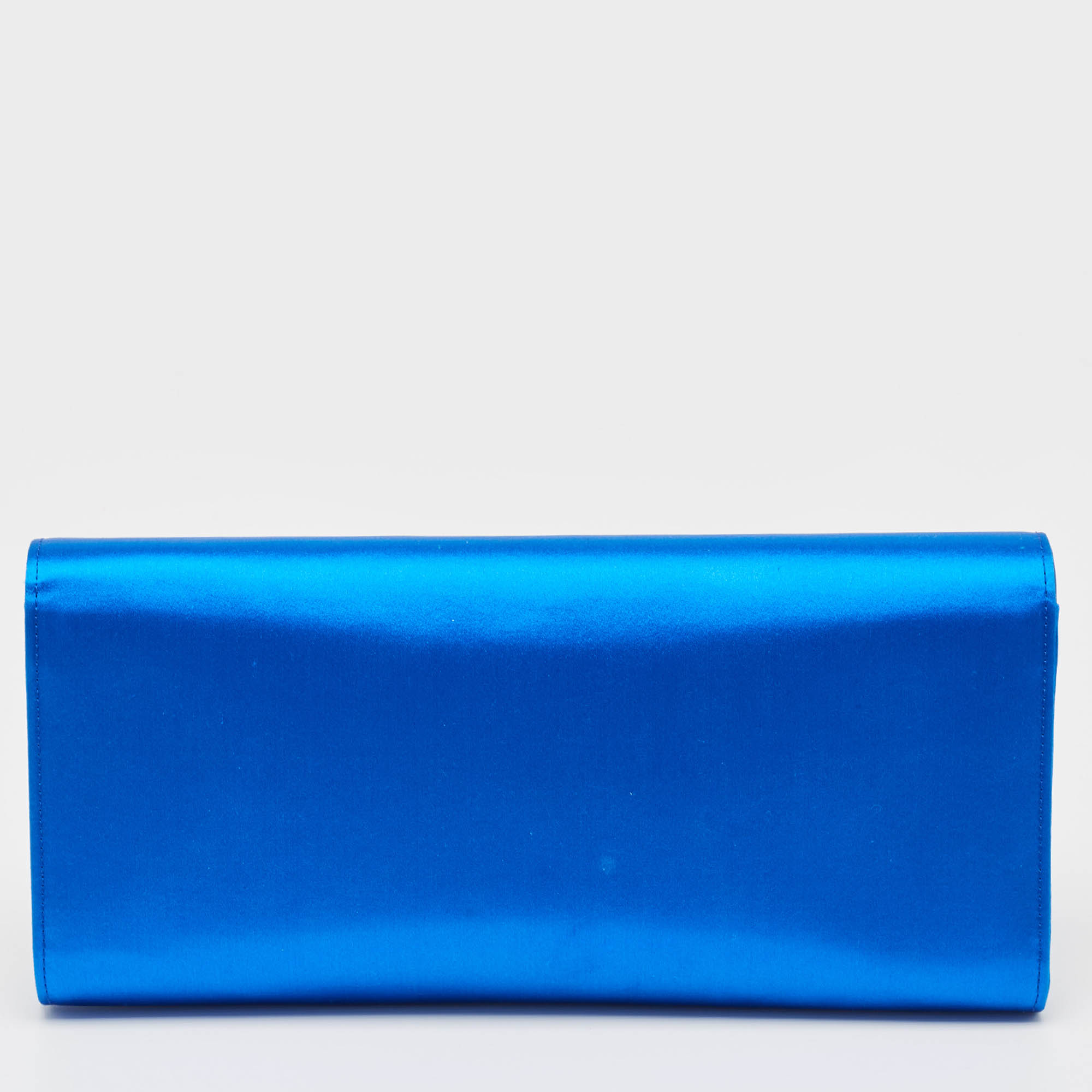 Gucci Royal Blue Satin GG Crystals Broadway Clutch