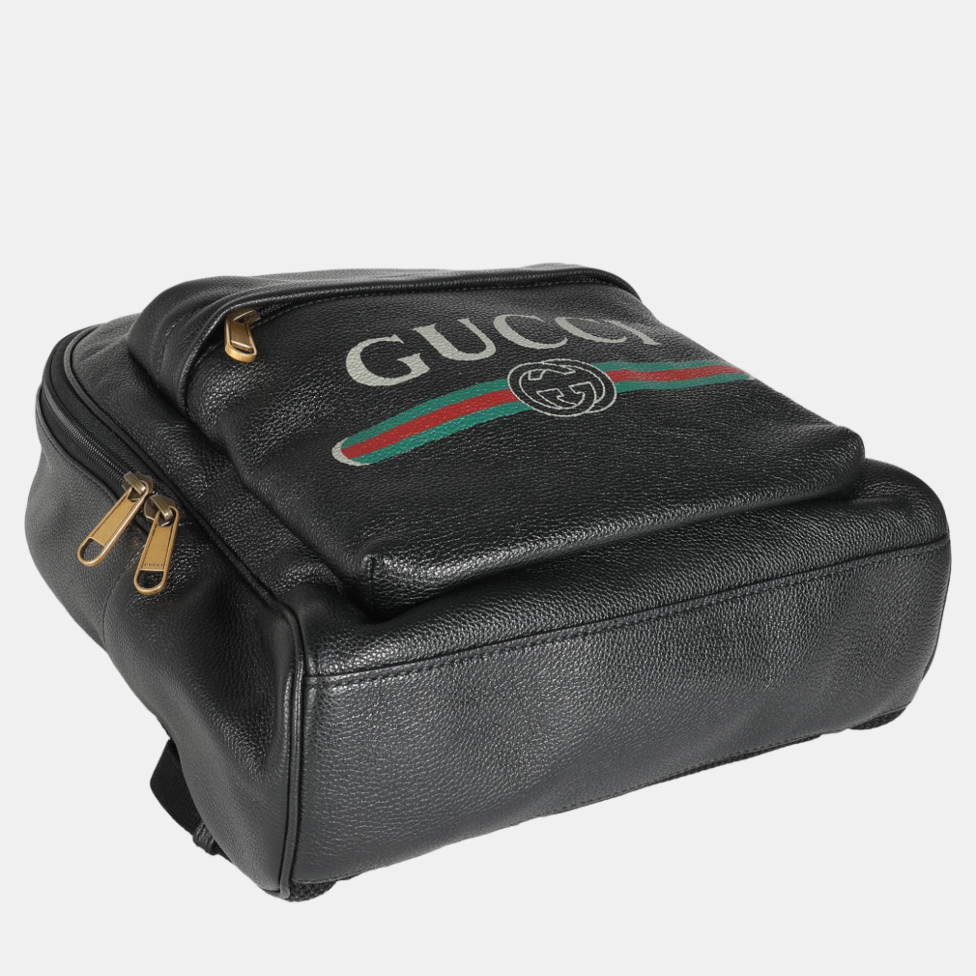 Gucci Black Calfskin Vintage Logo Day Backpack