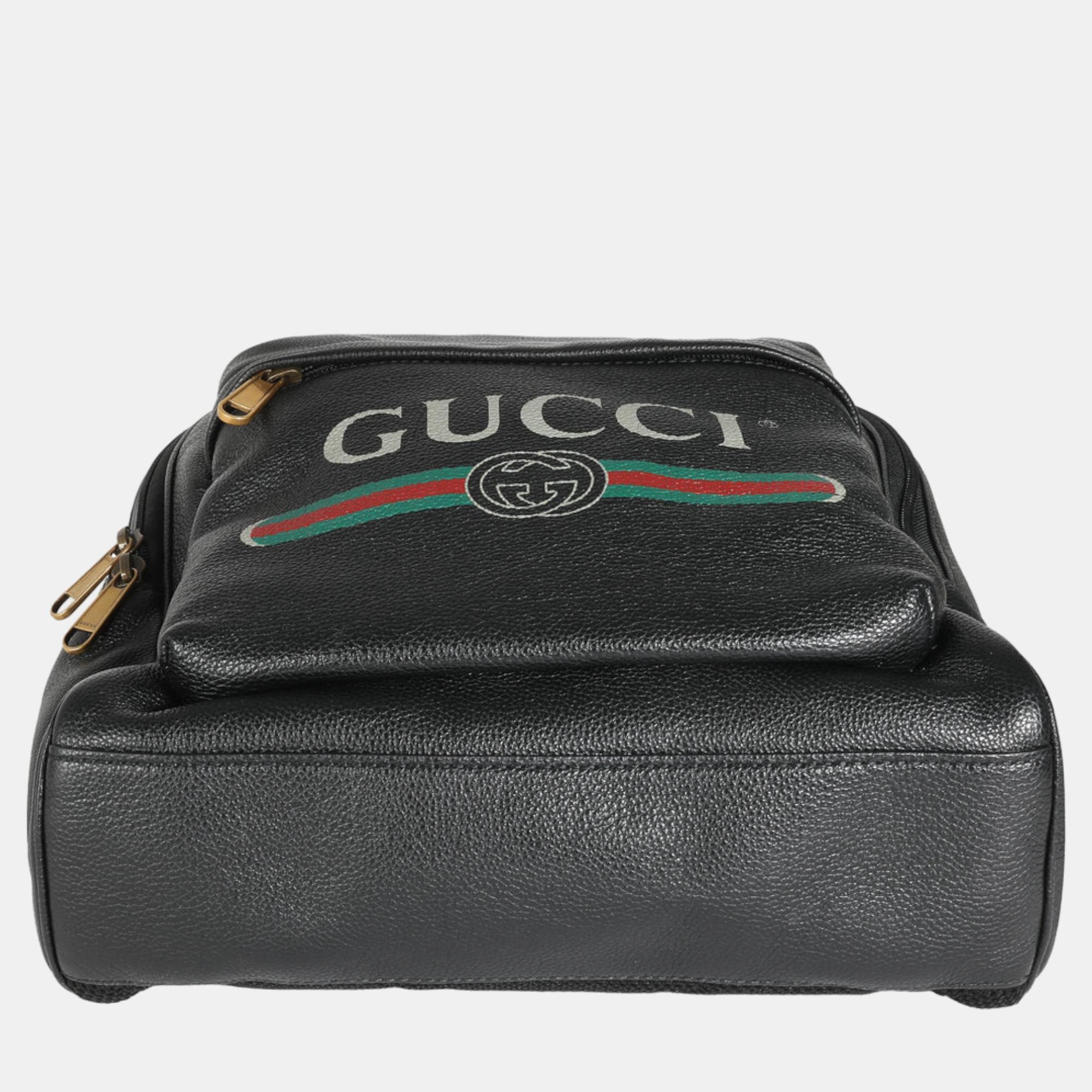 Gucci Black Calfskin Vintage Logo Day Backpack