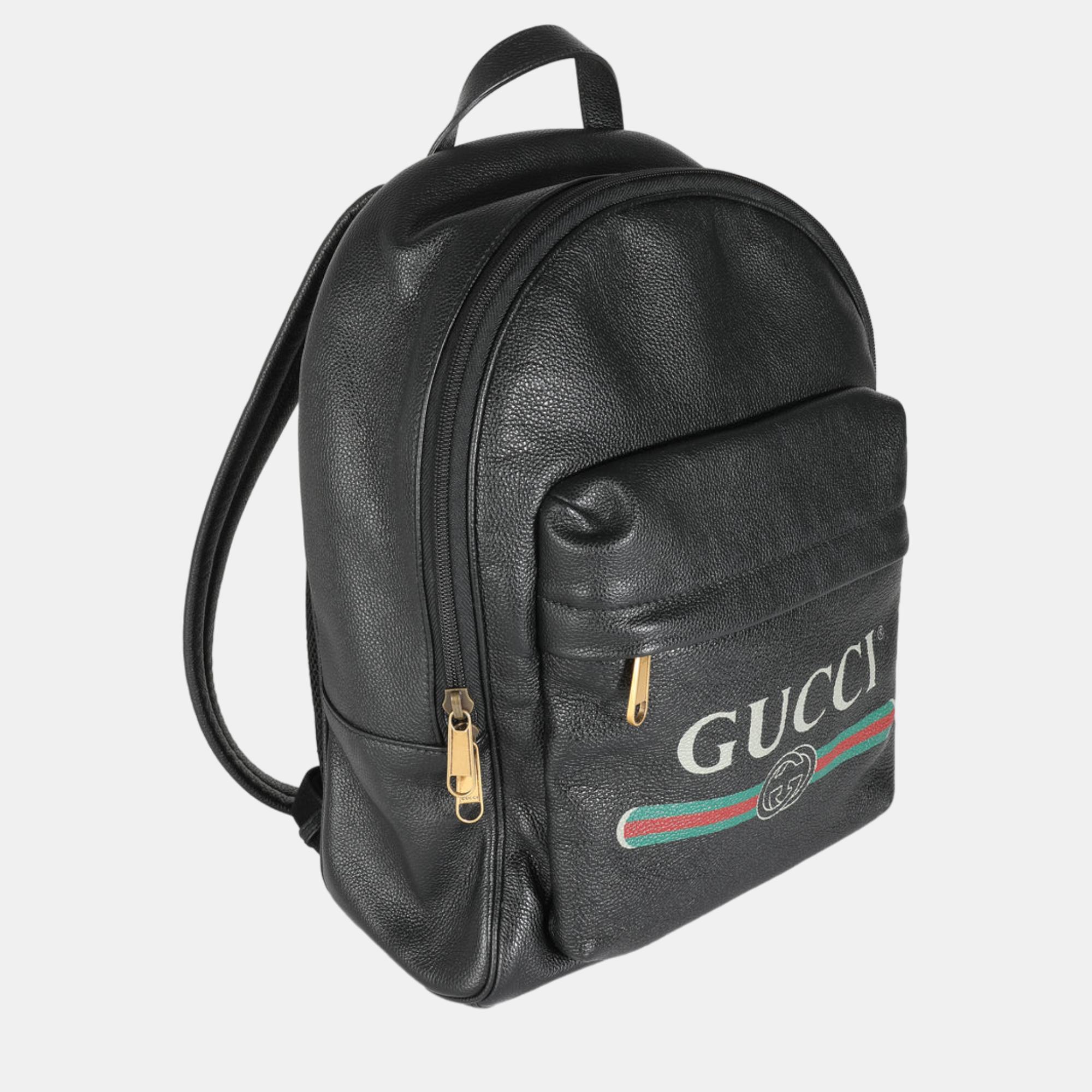 Gucci Black Calfskin Vintage Logo Day Backpack