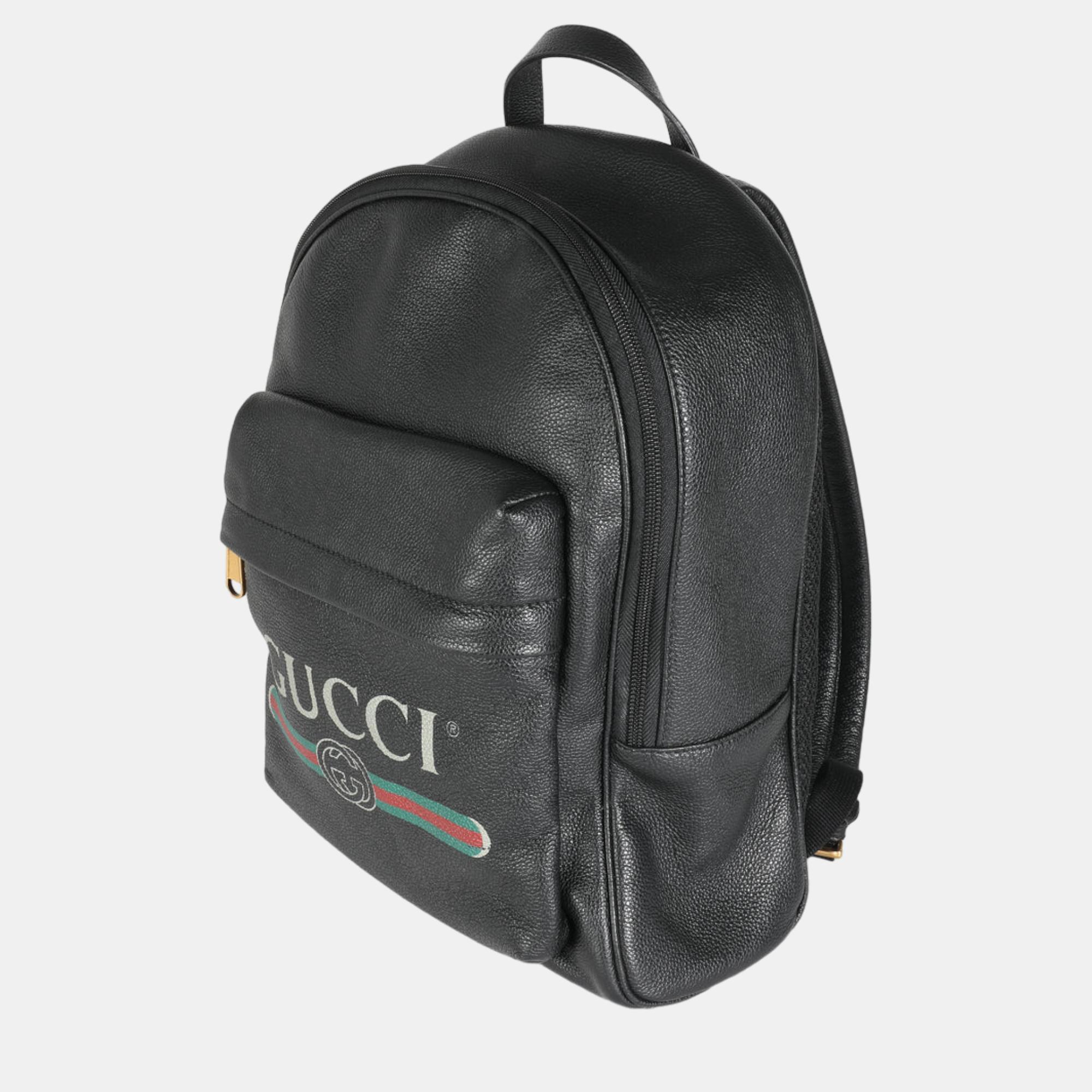 Gucci Black Calfskin Vintage Logo Day Backpack