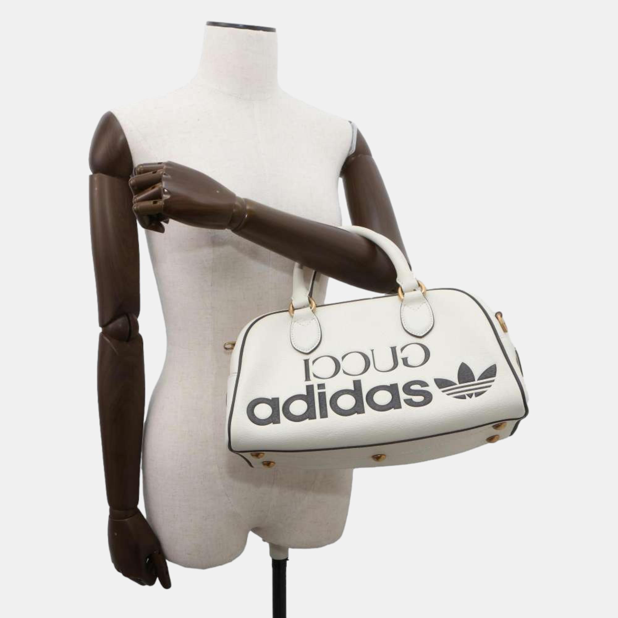 Gucci X Adidas White Leather Mini Duffel Bag