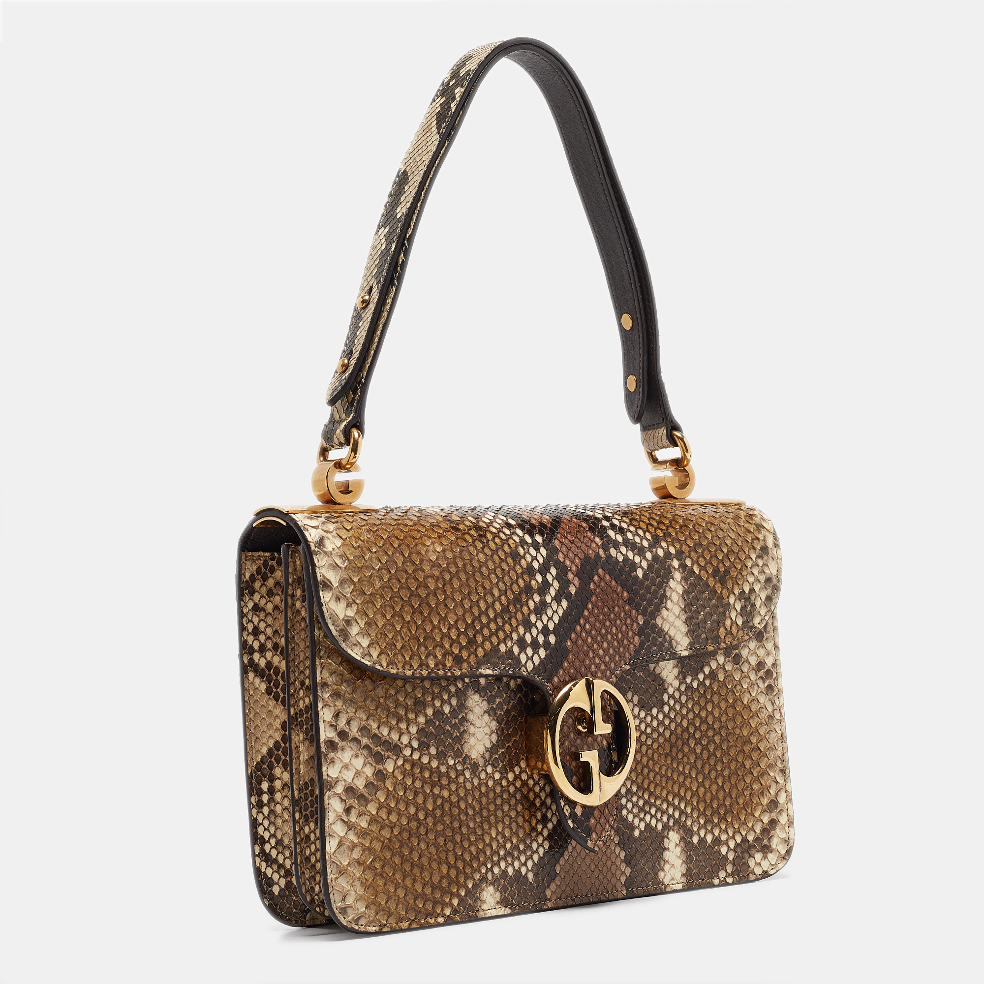 Gucci Multicolor Python Medium 1973 Flap Shoulder Bag