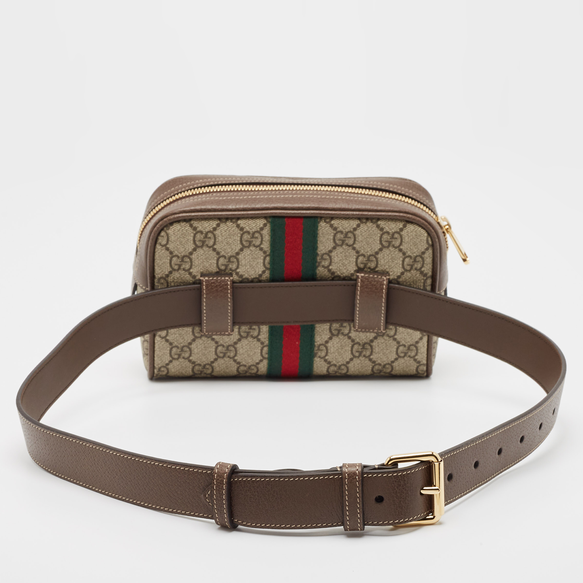 Gucci Beige/Ebony GG Supreme Canvas And Leather Small Ophidia Belt Bag