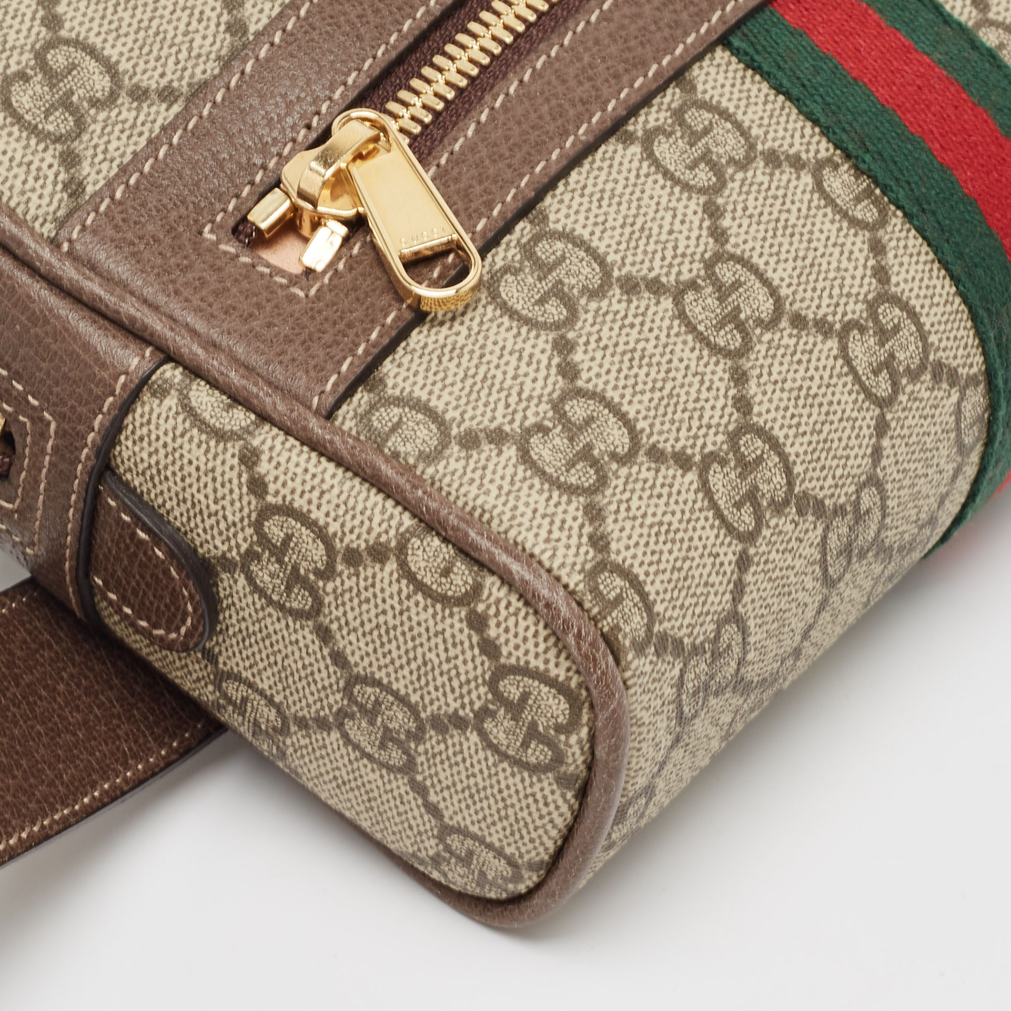 Gucci Beige/Ebony GG Supreme Canvas And Leather Small Ophidia Belt Bag