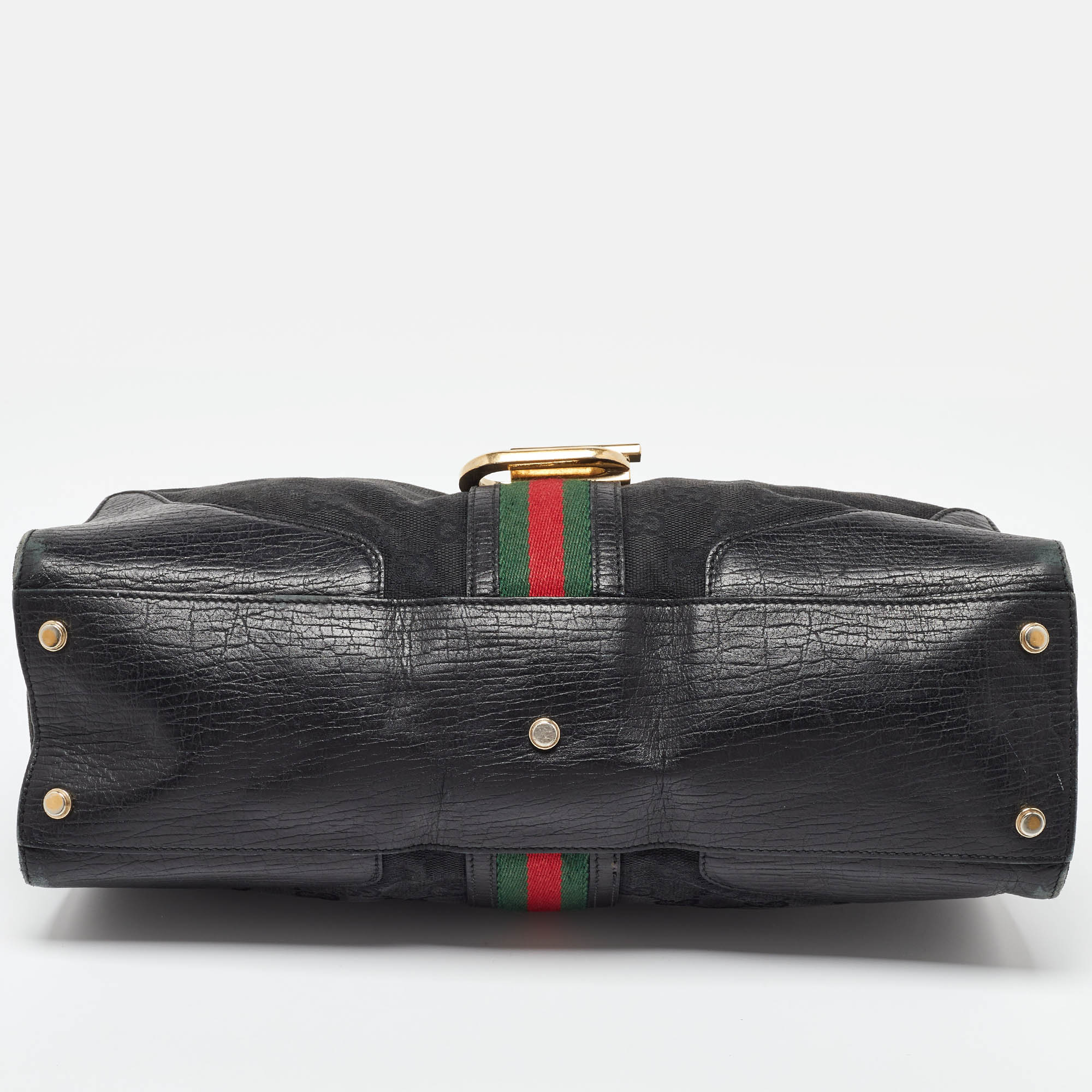 Gucci Black GG Canvas And Leather Junco Shoulder Bag