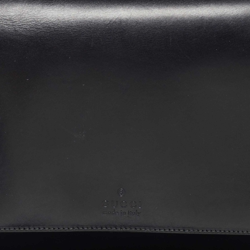 Gucci Black Leather Flap Shoulder Bag