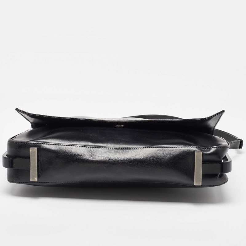 Gucci Black Leather Flap Shoulder Bag