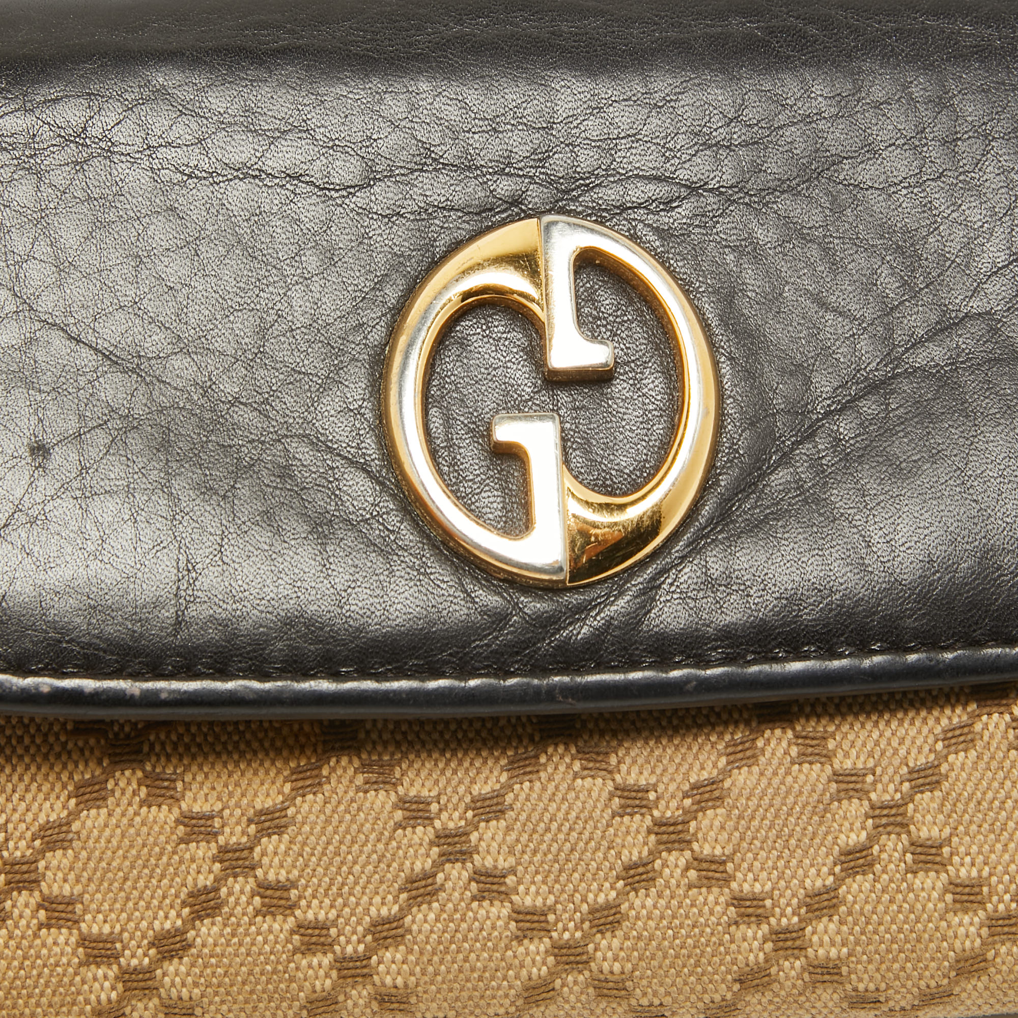 Gucci Beige/Black Diamante Canvas And Leather 1973 Continental Wallet