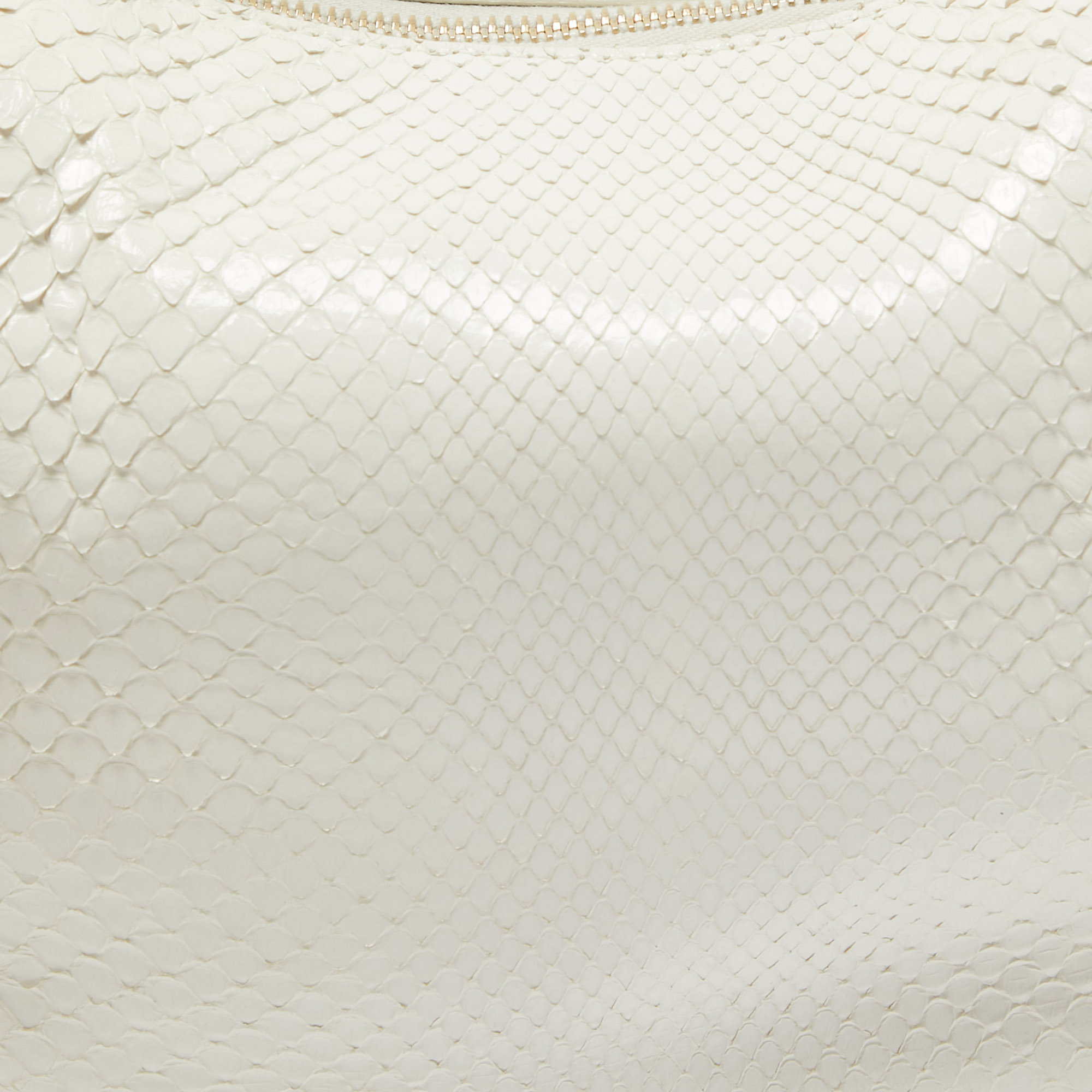 Gucci White Python And Beads Bamboo Ring Hobo