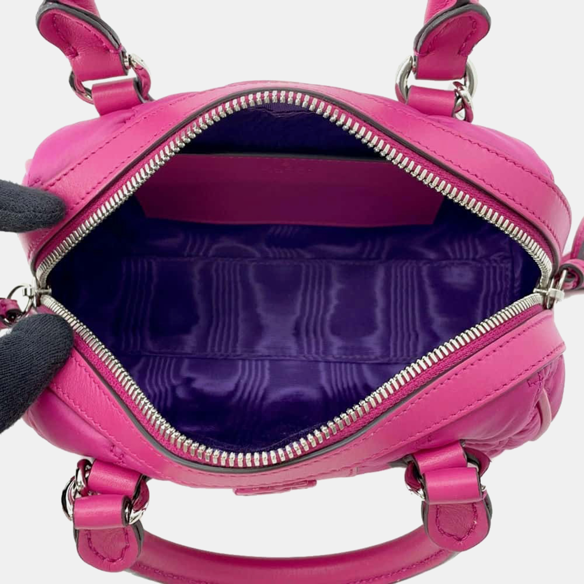 Gucci Pink GG Embossed Nylon And Leather Mini Shoulder Bag